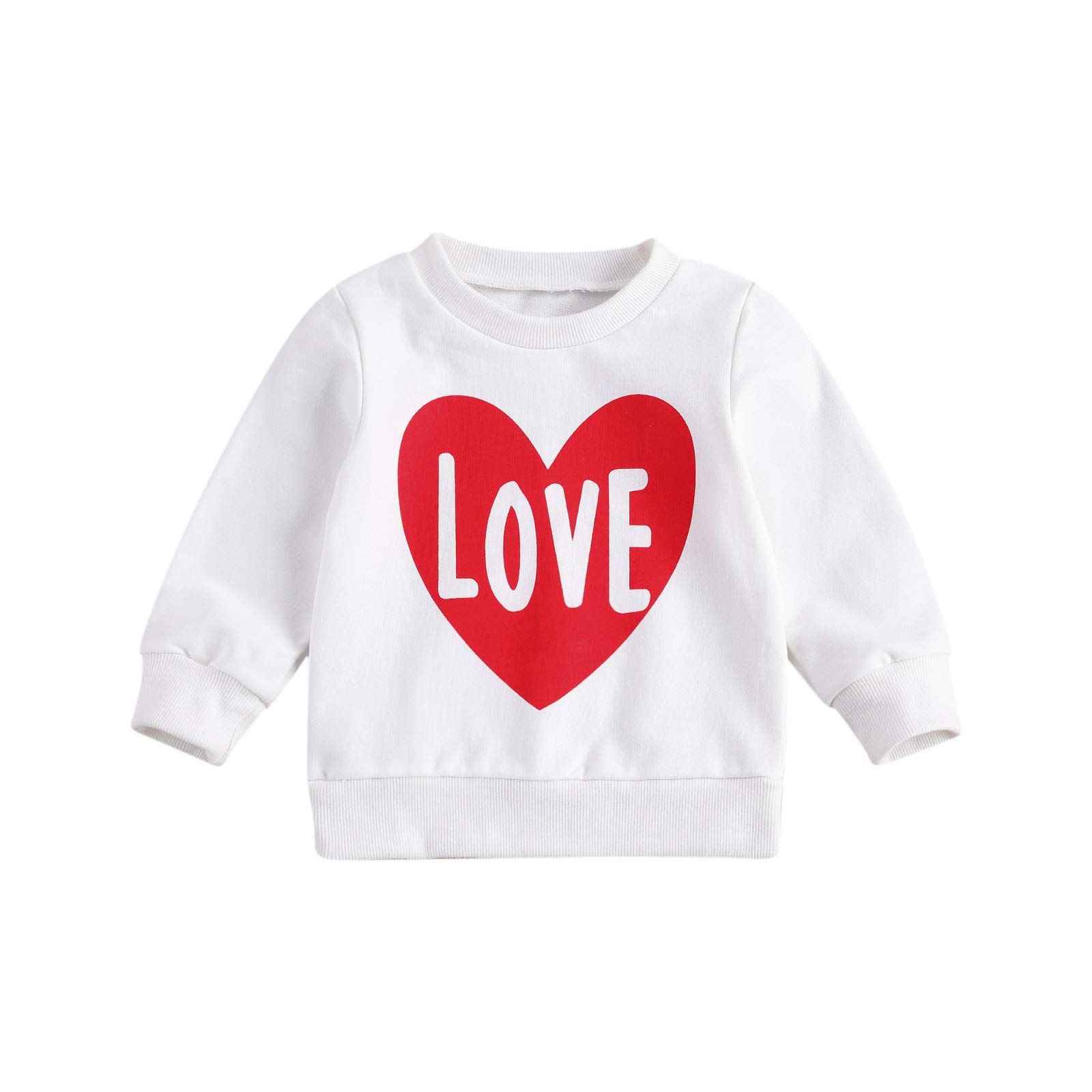 Valentine's Day Outfit for Baby Girls & Boys - Heart Print Sweatshirt Pullover Top (6M-6Y) | Cozy Fall Winter Clothes for Newborns & Kids | Perfect for Family Photos, Holiday Parties & Seasonal Celebrations