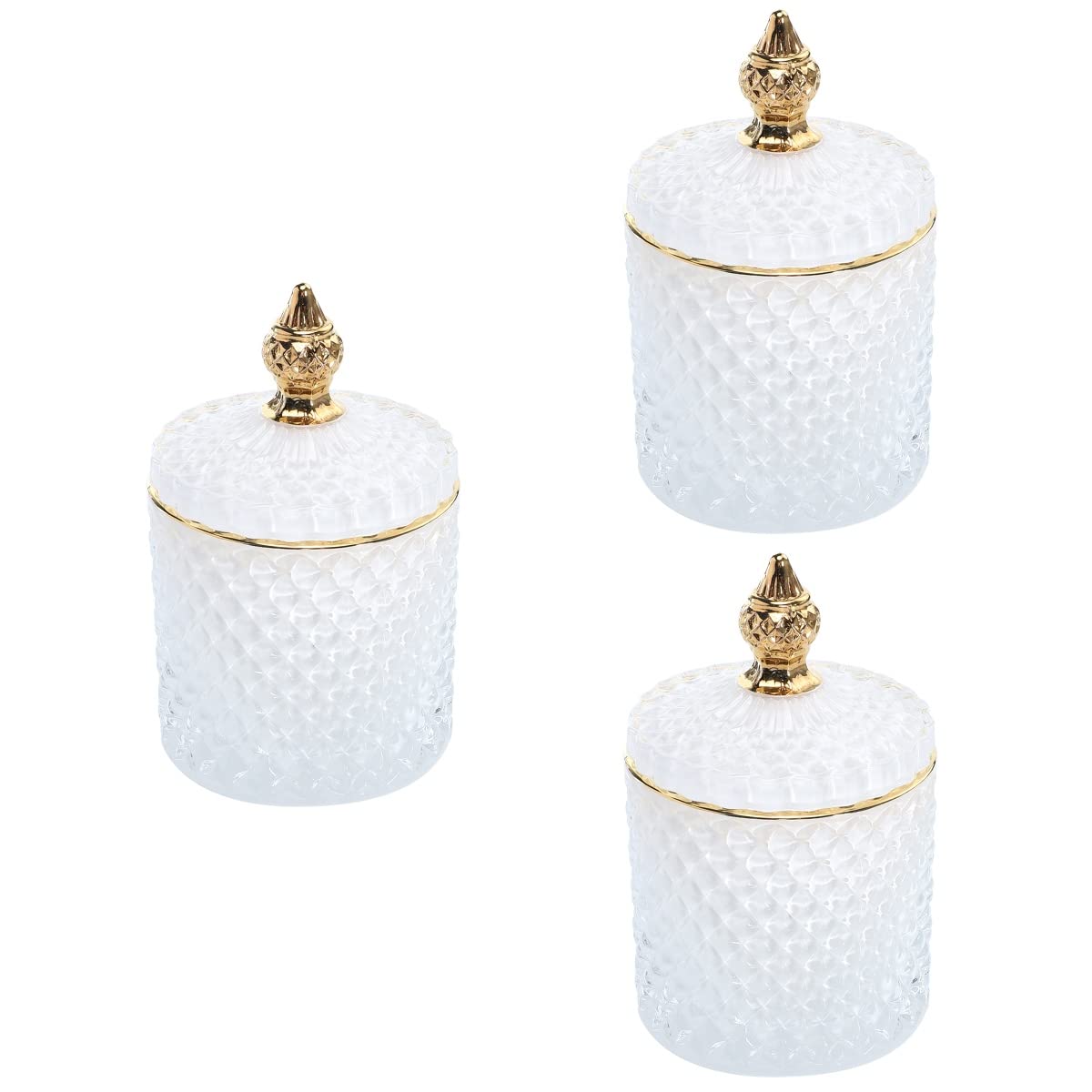Vaguelly 3-Piece Glass Apothecary Candy Jars with Lids - Decorative Wedding Candy Buffet Containers, Cookie & Jewelry Storage Jars, White - Perfect for Party Decor, Home Kitchen Organization & Gift Packaging