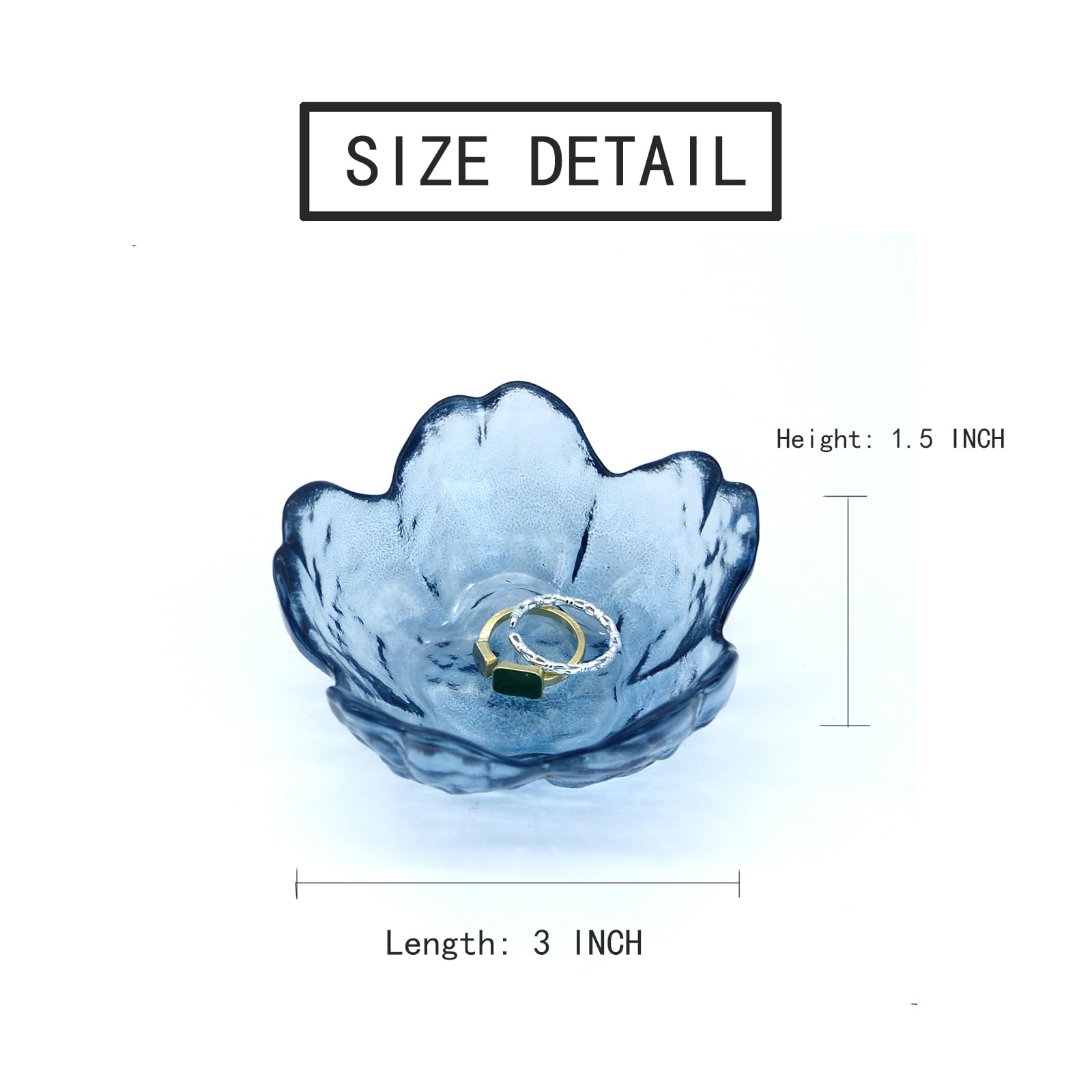 Crystal Blue Flower Ring Dish - Jewelry Tray for Vanity & Home Decor