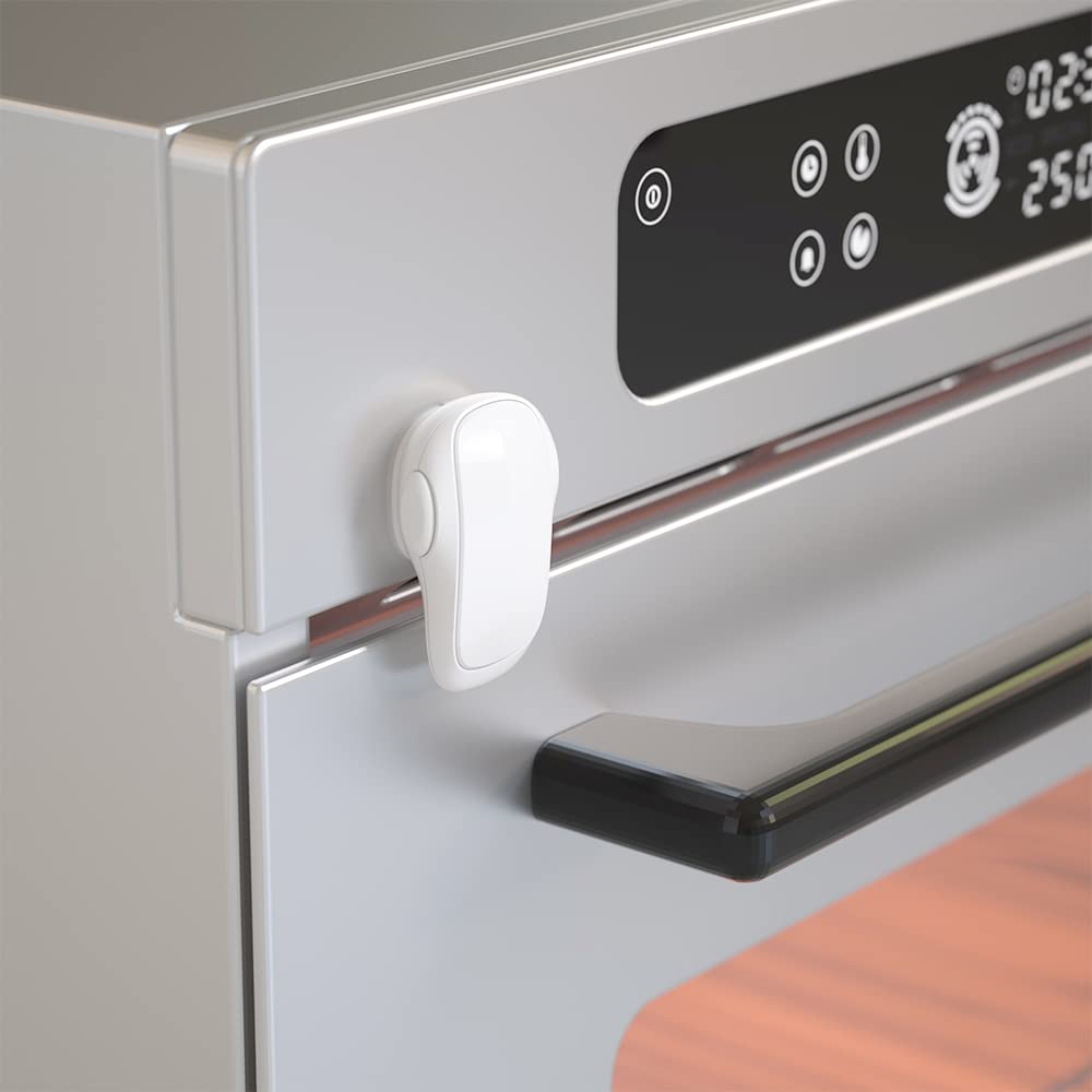 SAFELON Baby Safety Oven Door Lock - 1 Pack Double Button Child Proof Oven Latch for Kitchen Safety (White) | Prevent Burns & Keep Kids Safe While Cooking