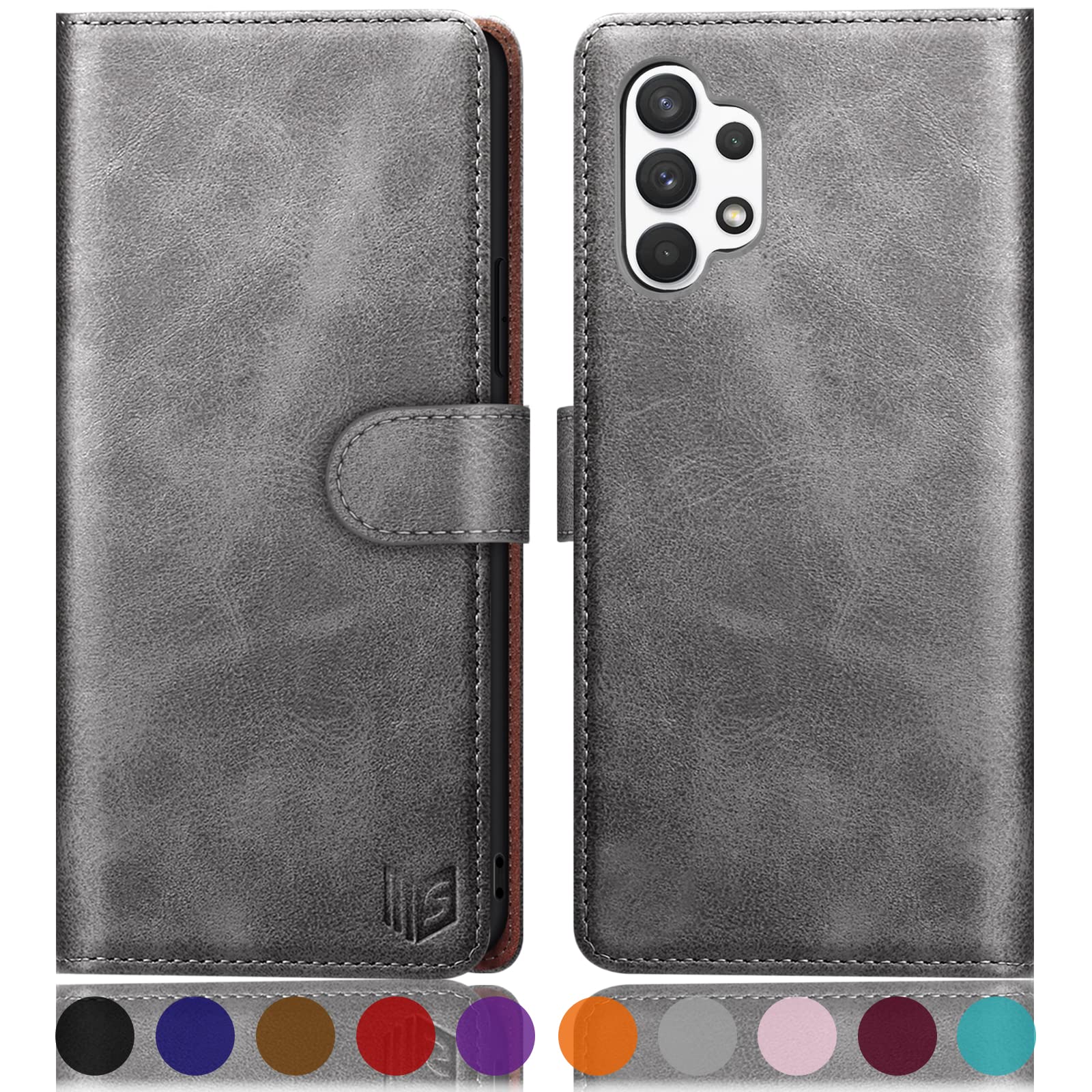 SUANPOT RFID Blocking Wallet Case for Samsung Galaxy A32 4G - PU Leather Flip Cover with Card Holder for Men & Women