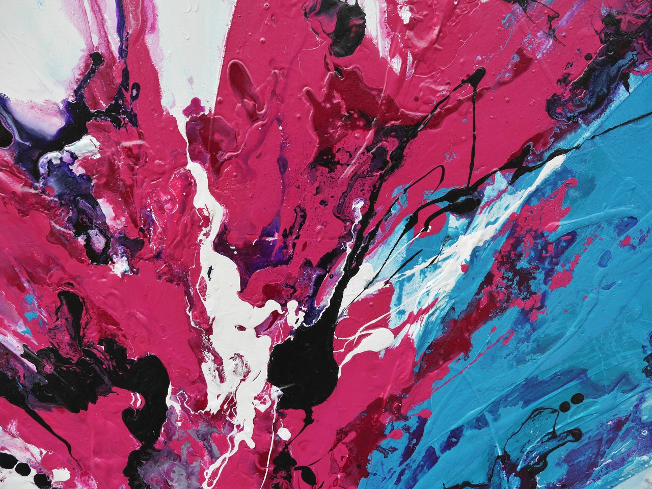 Bloom 240cm x 120cm Blue Pink Textured Abstract Canvas Art - Modern Wall Decor for Living Room, Bedroom & Office