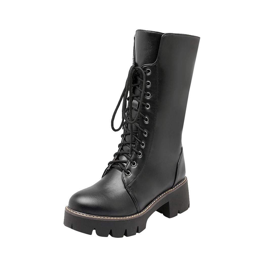 Vedolay Women's Winter Boots - Warm Lace-Up Casual Fashion Booties with Square Heels | Waterproof Snow Boots for Hiking, Walking & Cold Weather Outfits