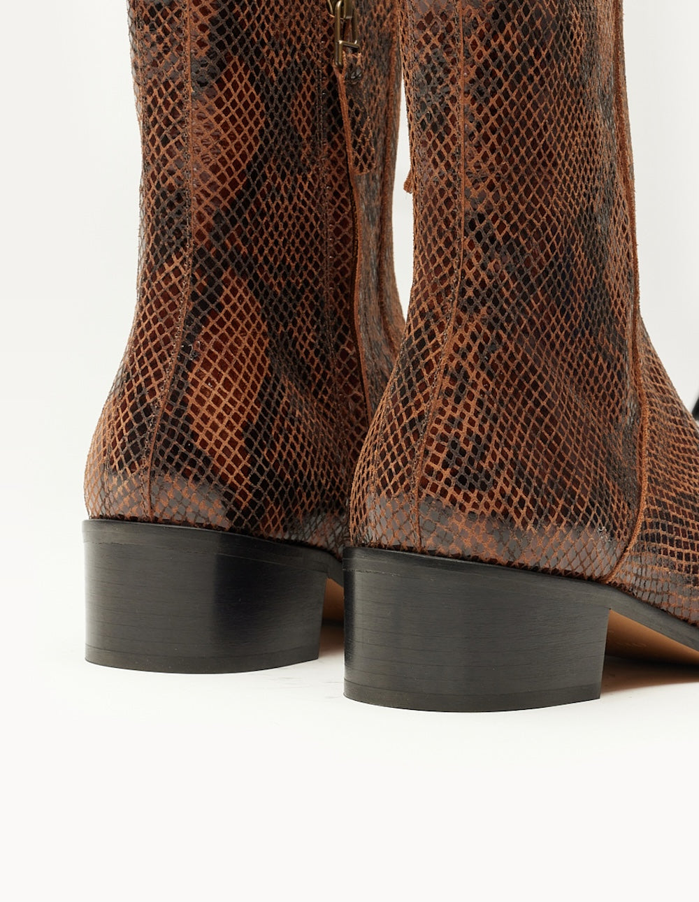 Sybille Brown Python Leather Booties - Stylish & Comfortable Women's Ankle Boots for Casual Outings, Work & Evening Events