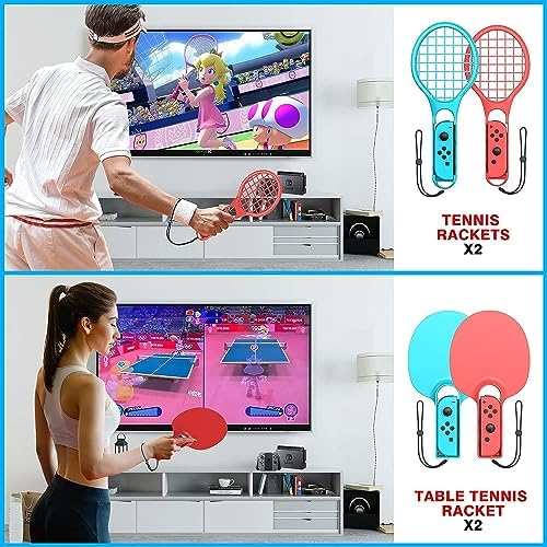 Nintendo Switch Sports Accessories Bundle - 18-in-1 Family Game Kit for Switch & Switch OLED with Tennis Rackets, Golf Club & More | Perfect for Family Game Nights & Multiplayer Fun