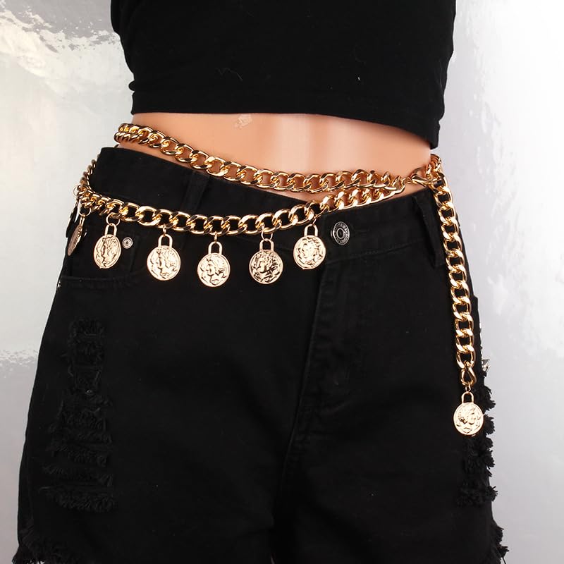 Pirate Waist Chain - Gold Coin Pearl & Sunflower Belly Chain for Women - Fashion Body Jewelry for Dresses, Beach Outfits & Boho Accessories - Perfect for Parties, Vacations & Festival Wear