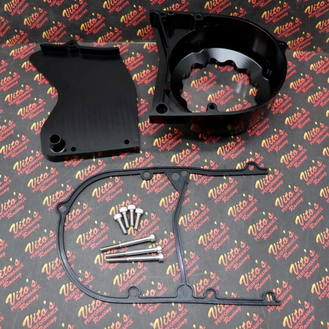 High-Quality Billet Aluminum Stator Sprocket Cover for Yamaha Banshee with Clear Window - Black | Durable ATV Accessory for Off-Road & Racing Performance