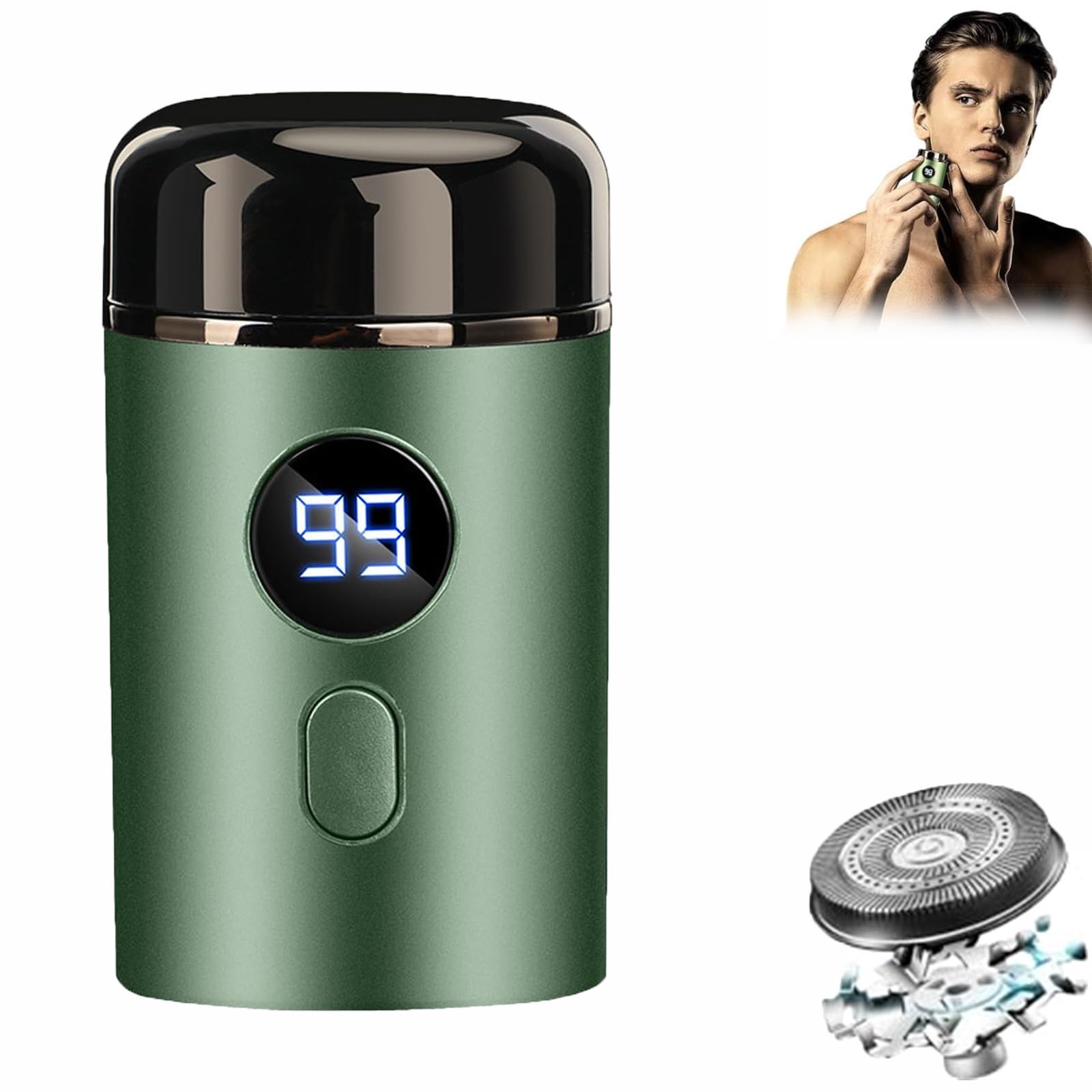 Vishopee Mini Portable Electric Shaver for Men - Rechargeable & Washable Travel Razor, Green | Perfect for Travel, Gym & Daily Grooming