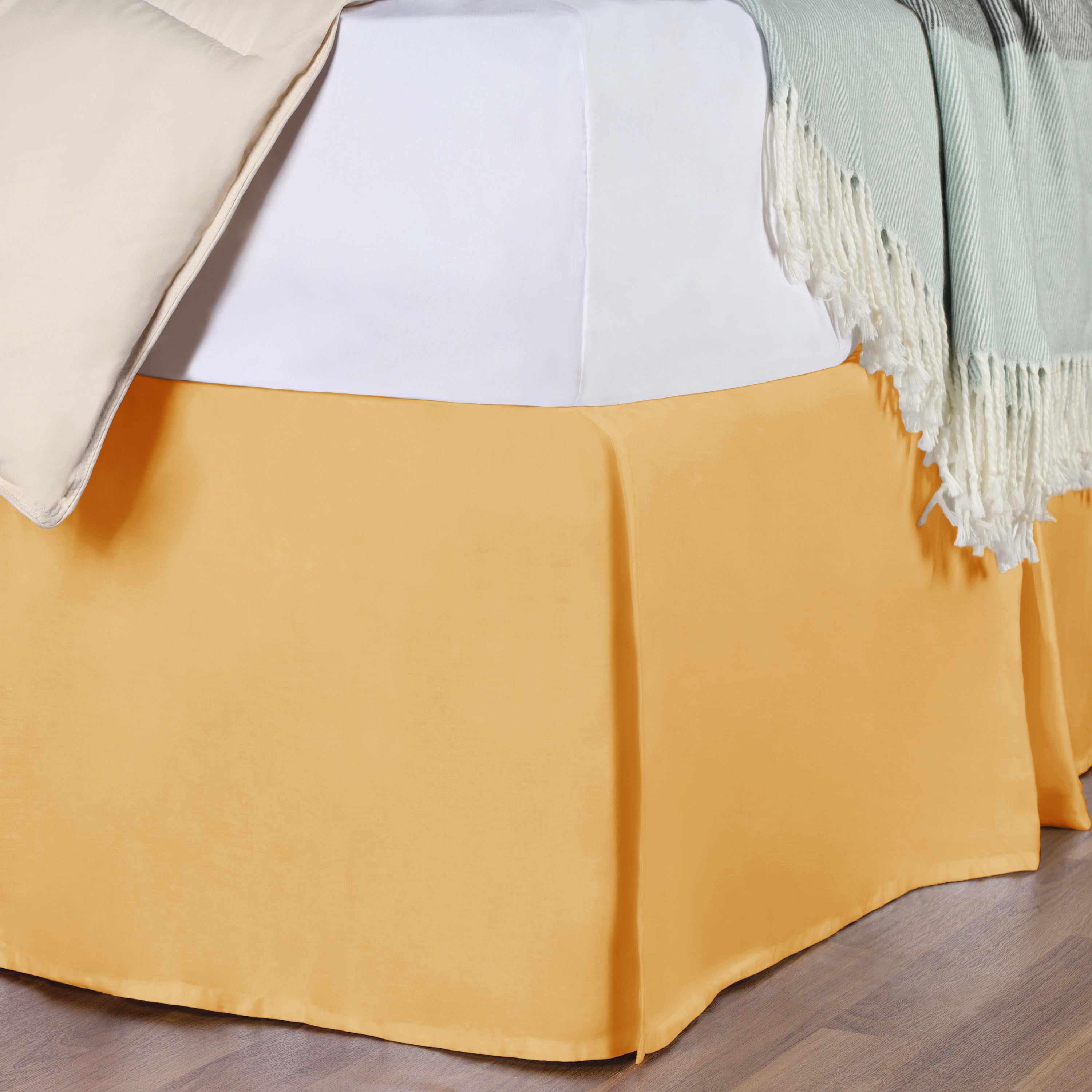 Saltaire 100% Egyptian Cotton Bed Skirt with Split Corners - Luxury Fitted Dust Ruffle for Queen/King Size Beds | Perfect for Hotel-Style Bedroom Decor & Guest Room Makeovers