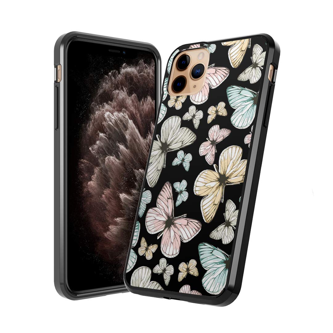 **Moriko Cute Butterfly Black iPhone 11 Pro Case - Slim Soft Gel Cover with Anti-Scratch Protection, Perfect Fit for 5.8