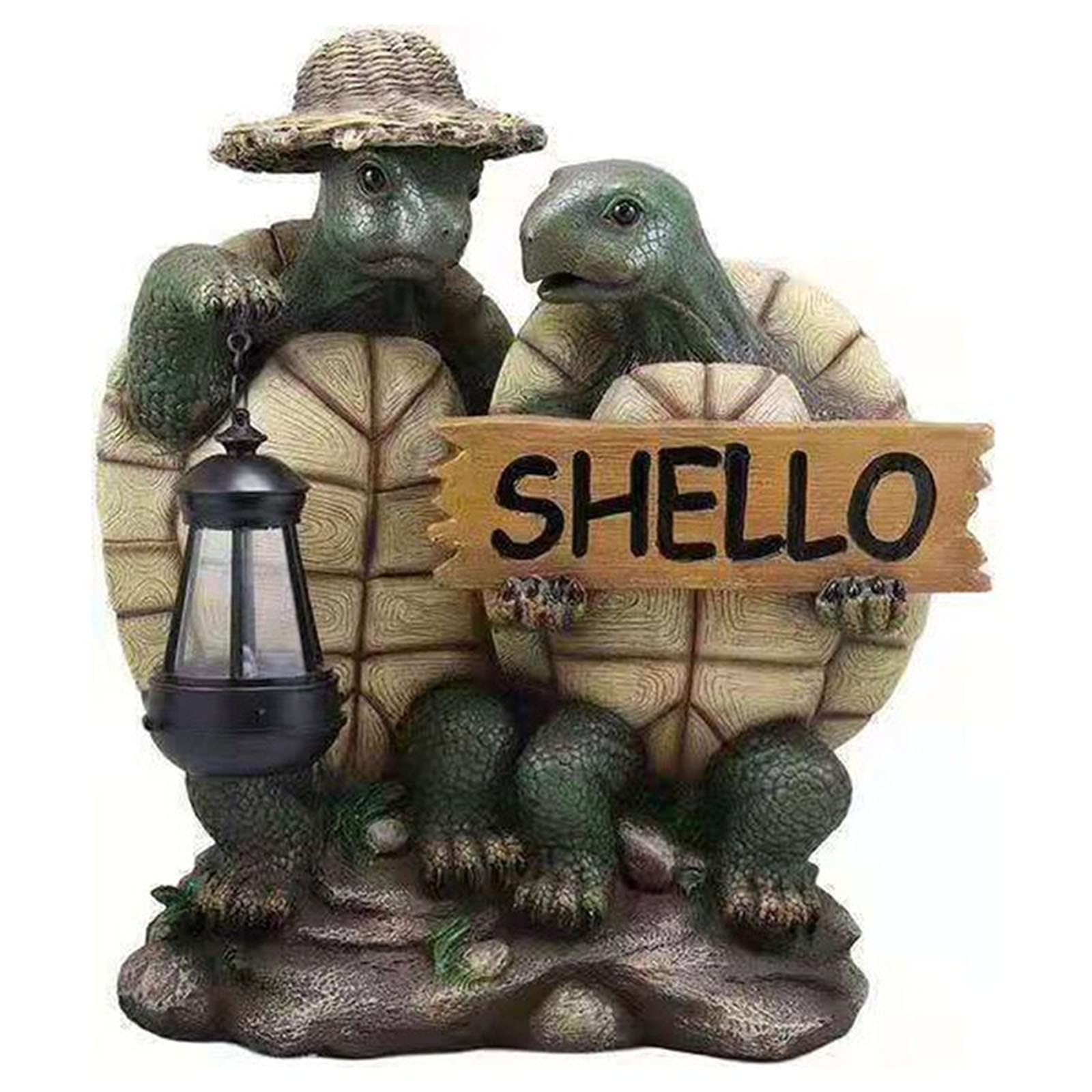 Ceramic Tortoise LED Light Decor - Indoor & Outdoor Garden Sculpture, Patio Lawn Ornament, Tree Accessories - Perfect for Home, Garden, and Party Decoration (Red, One Size)