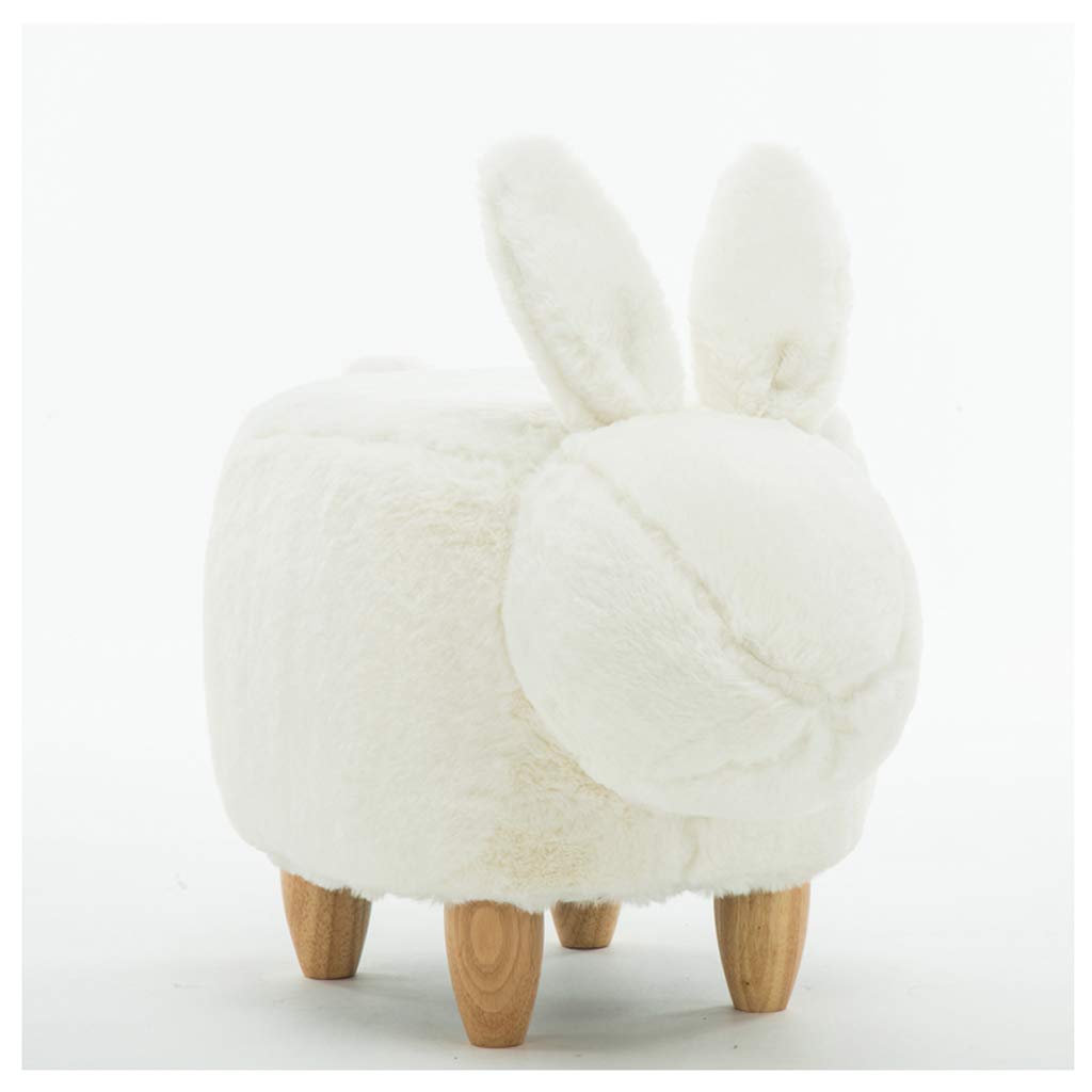 Modern Minimalist Ottoman Shoe Storage Bench - Detachable White Footstool with Rabbit Design for Living Room, Bedroom & Entryway Organization