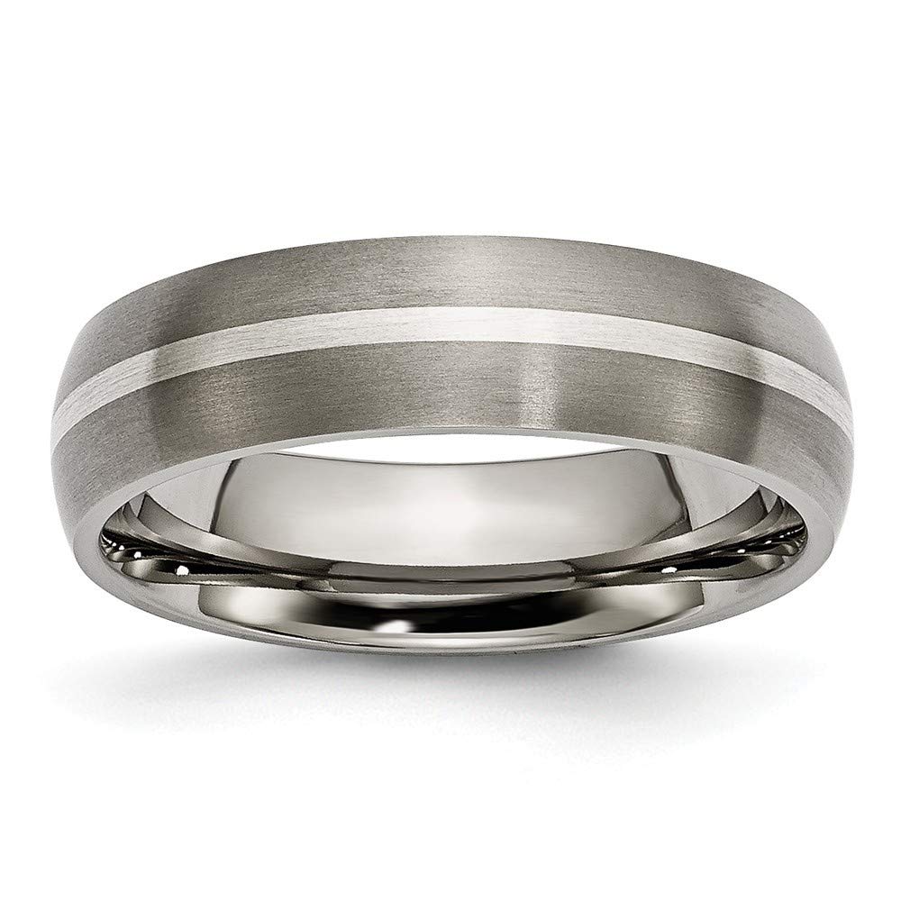 925 Sterling Silver Brushed Titanium Engravable Inlay 6mm Satin Band Ring for Women - Size 6-13 - Perfect for Anniversary, Wedding, Birthday Gifts & Everyday Wear