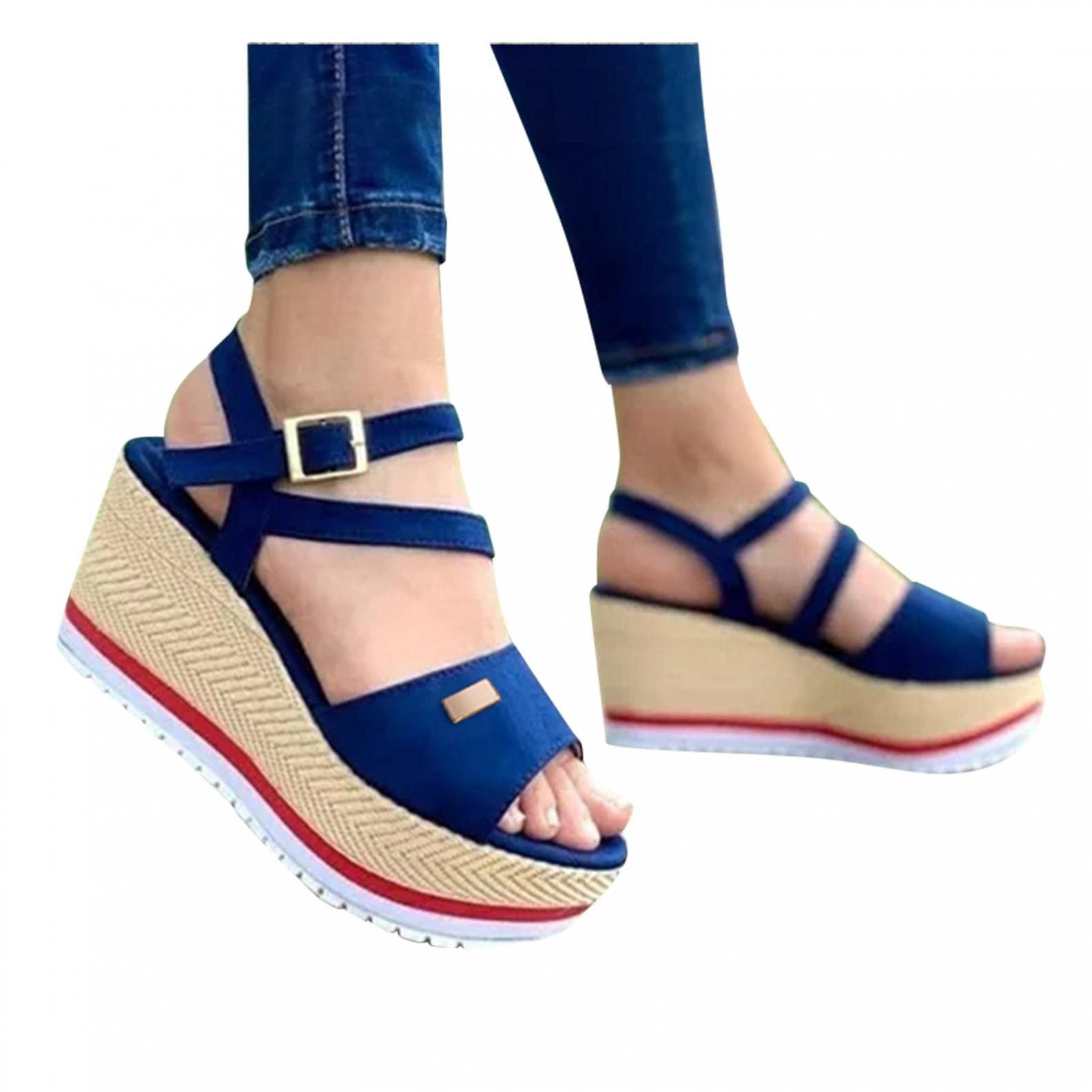 Women's Wedge Sandals with Ankle Strap - Open Toe High Heel Summer Shoes for Outdoor Walking & Leisure | Perfect for Beach Vacations, Date Nights & Casual Outings