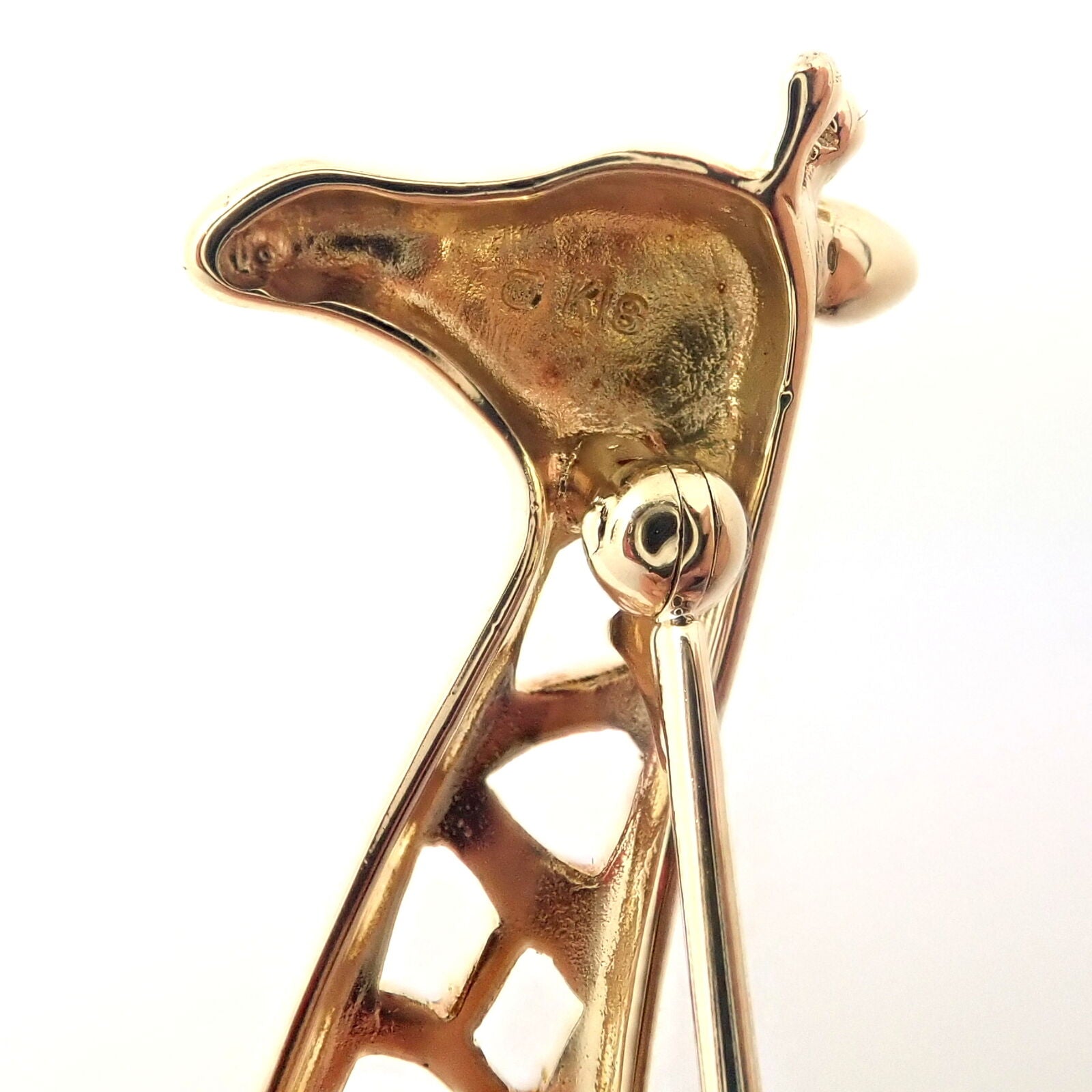 Authentic Mikimoto 18K Yellow Gold Large Giraffe Pin Brooch - Vintage Luxury Jewelry for Women - Perfect for Special Occasions, Gift Giving & Collecting