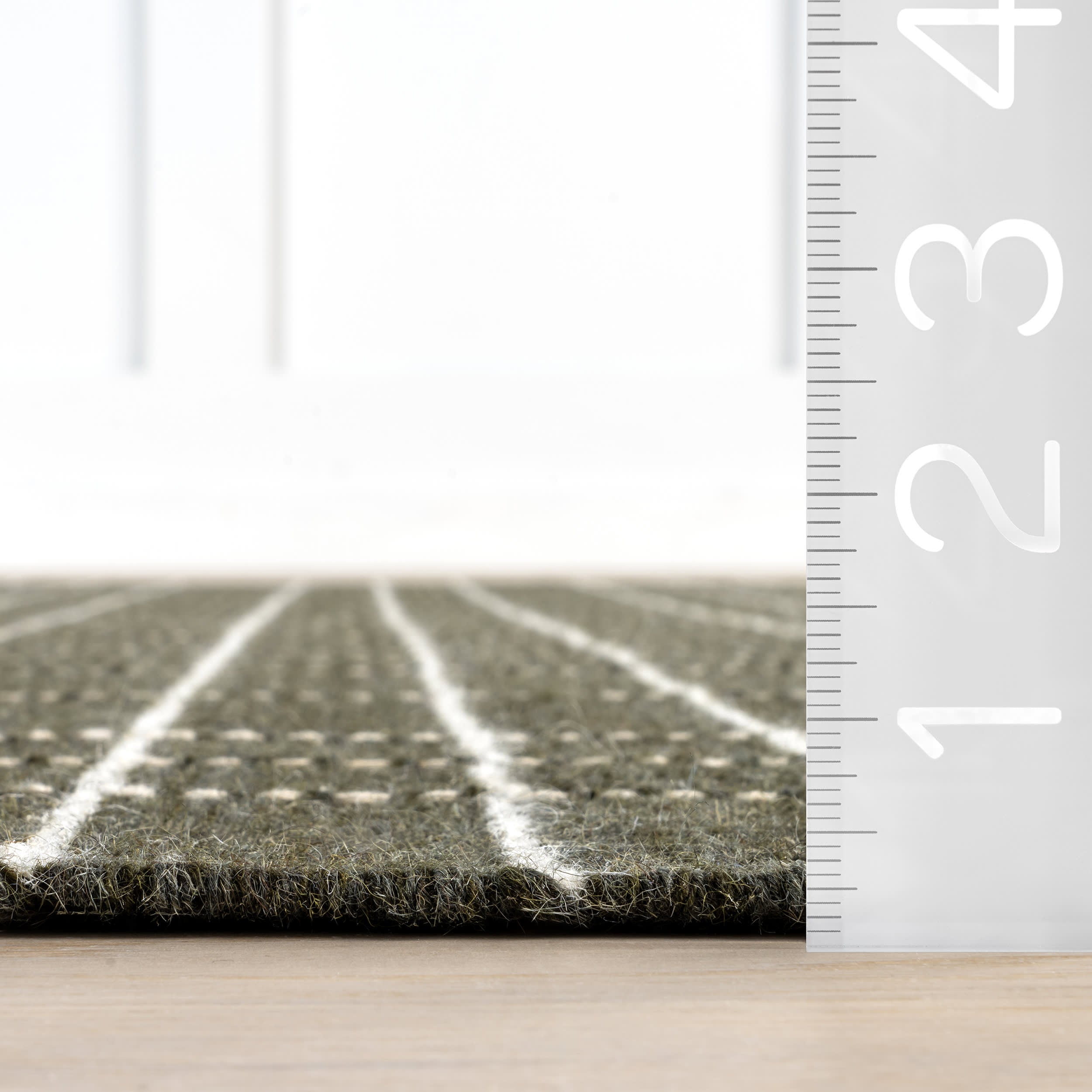 Charlie Plaid Wool Rug - Green Checkered Design for Living Room, Bedroom & Home Decor | Soft & Durable Handmade Area Rug
