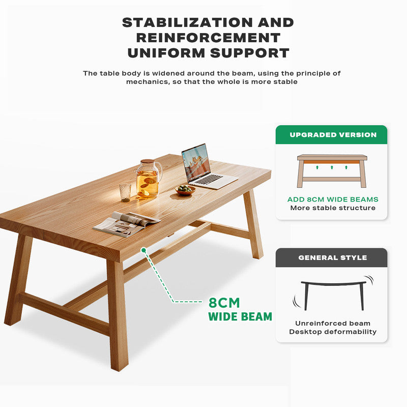 1.8M Solid Wood Square Dining Table - Modern Kitchen Furniture for Small Spaces, Family Gatherings & Dinner Parties