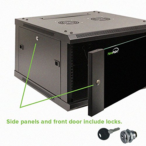 NavePoint 12U Wall Mount Server Rack Cabinet - 19 Inch (600mm) Network Equipment Enclosure with Lockable Glass Door & Adjustable Shelves - Ideal for Data Centers, Home Offices & IT Closets