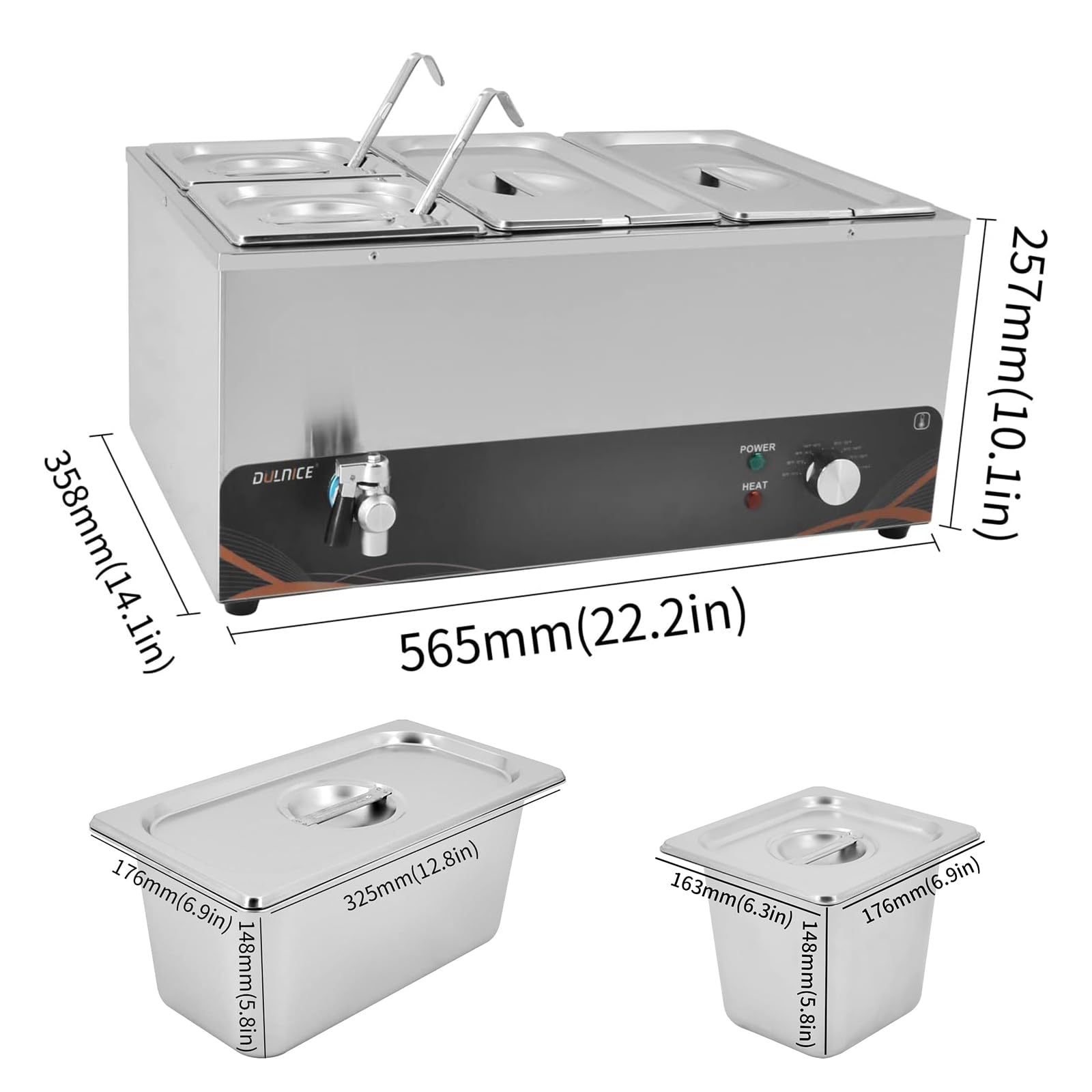 1500W Electric Food Warmer Set - 1/3GN & 1/6GN Bain Marie with Temperature Control | Commercial Buffet Warmer for Soup, Stew & Catering | Perfect for Restaurants, Parties & Events