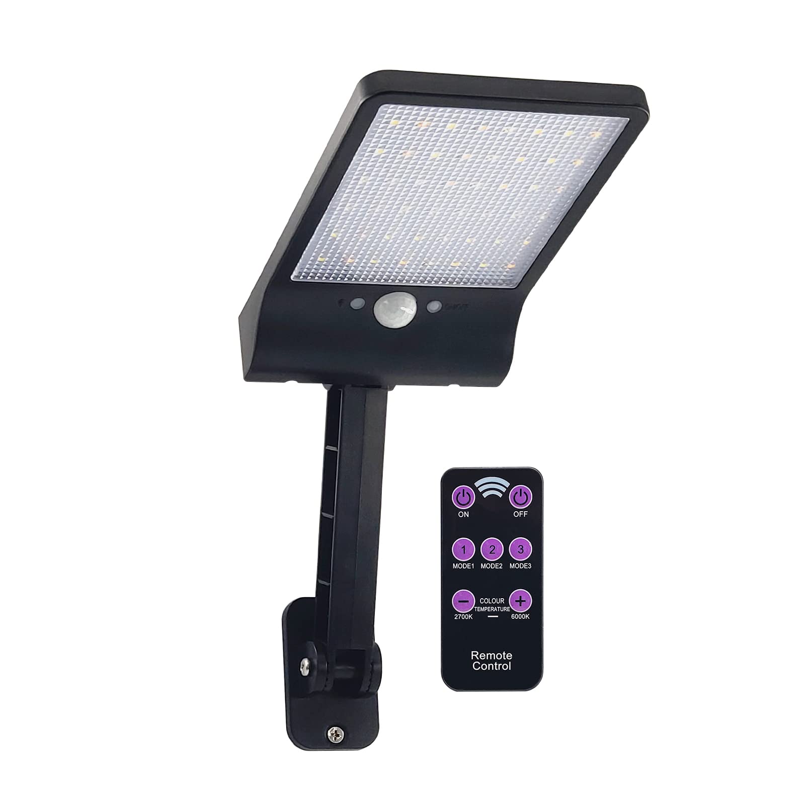 Adowan Solar Powered LED Outdoor Lights with Motion Sensor - 3 Lighting Modes, Remote Control, Waterproof Security Flood Light for Garage, Garden, Street, Shed & Yard - Perfect for Nighttime Safety and Landscape Illumination