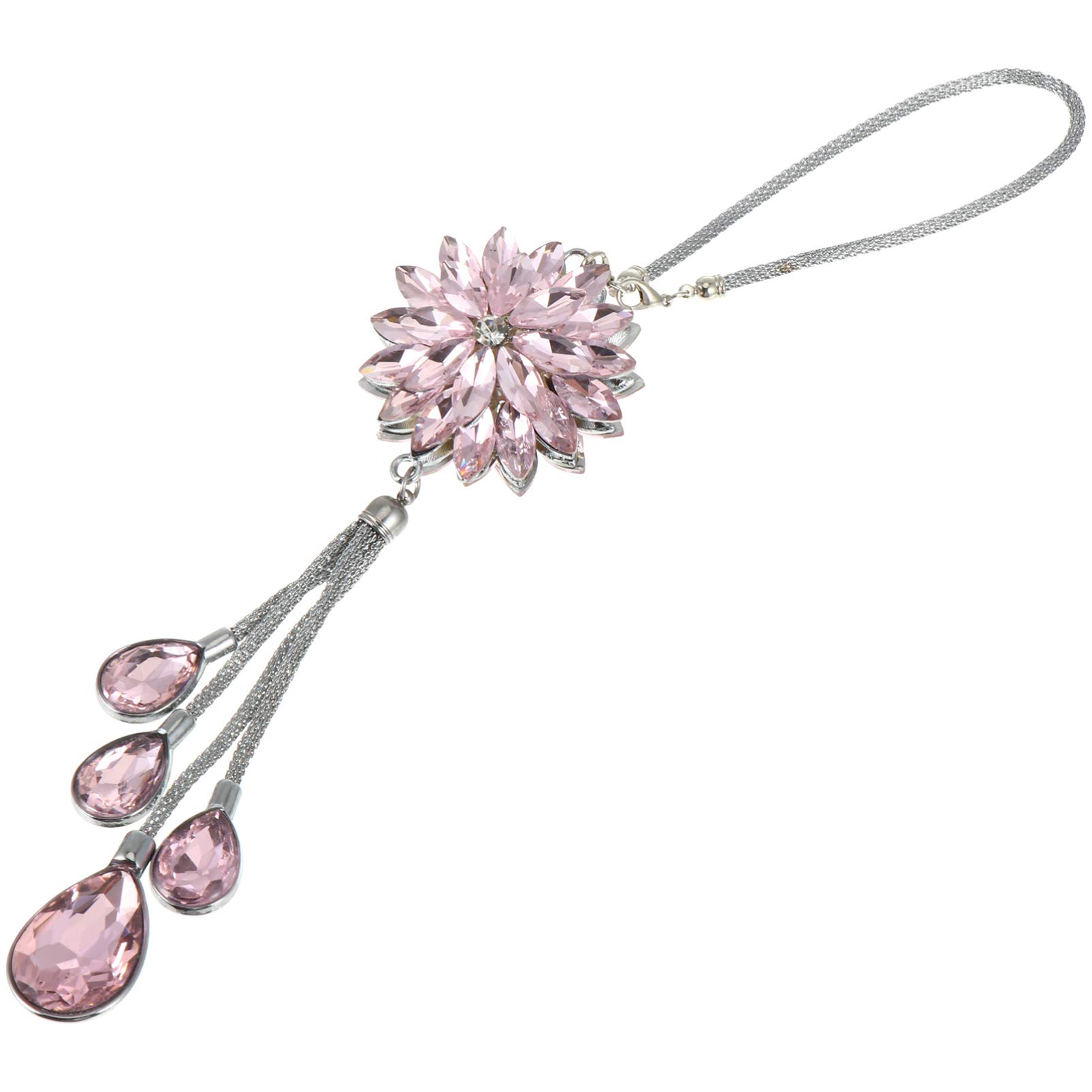 Wakauto Blush Crystal Car Rearview Mirror Hanging Pendant - 1pc Elegant Car Interior Accessory for Rear View Mirror Decoration | Perfect for Daily Commute, Road Trips & Gift Giving
