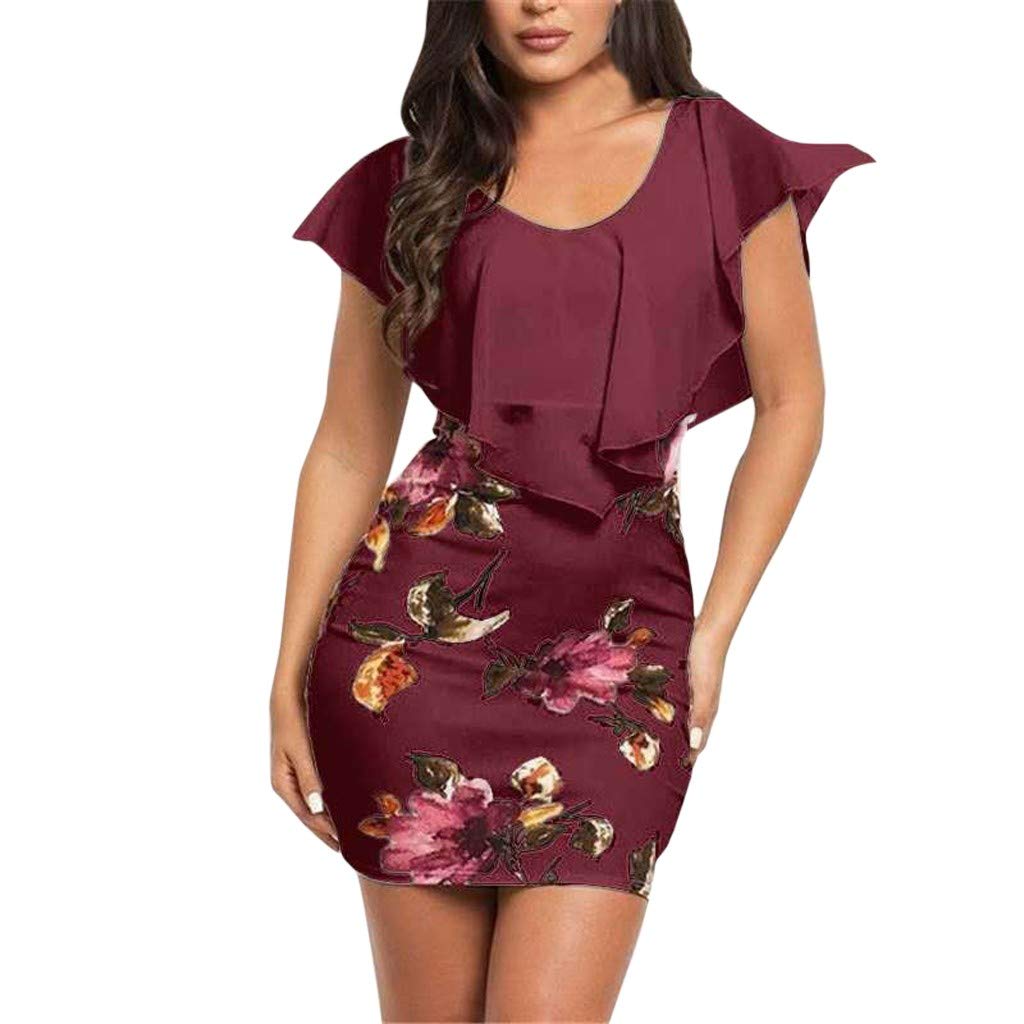 YUSDEE Women's Sexy Floral Print Sleeveless Bodycon Mini Dress - Perfect for Holiday Parties, Night Out, and Summer Swing Dresses