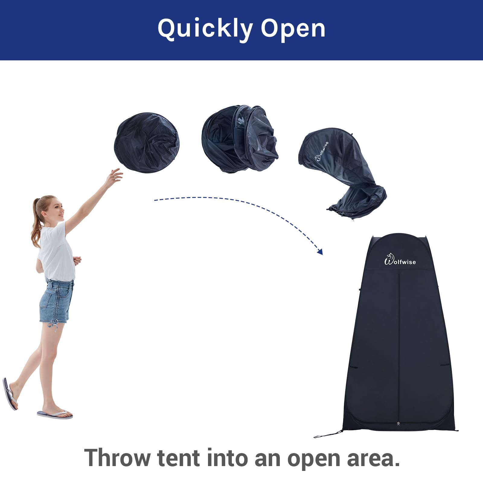 Portable Pop Up Shower Tent - 6.6FT Spacious Privacy Changing Room for Camping, Beach, Hiking & Outdoor Activities | Quick Setup Dressing Shelter for Toilet, Biking & Travel
