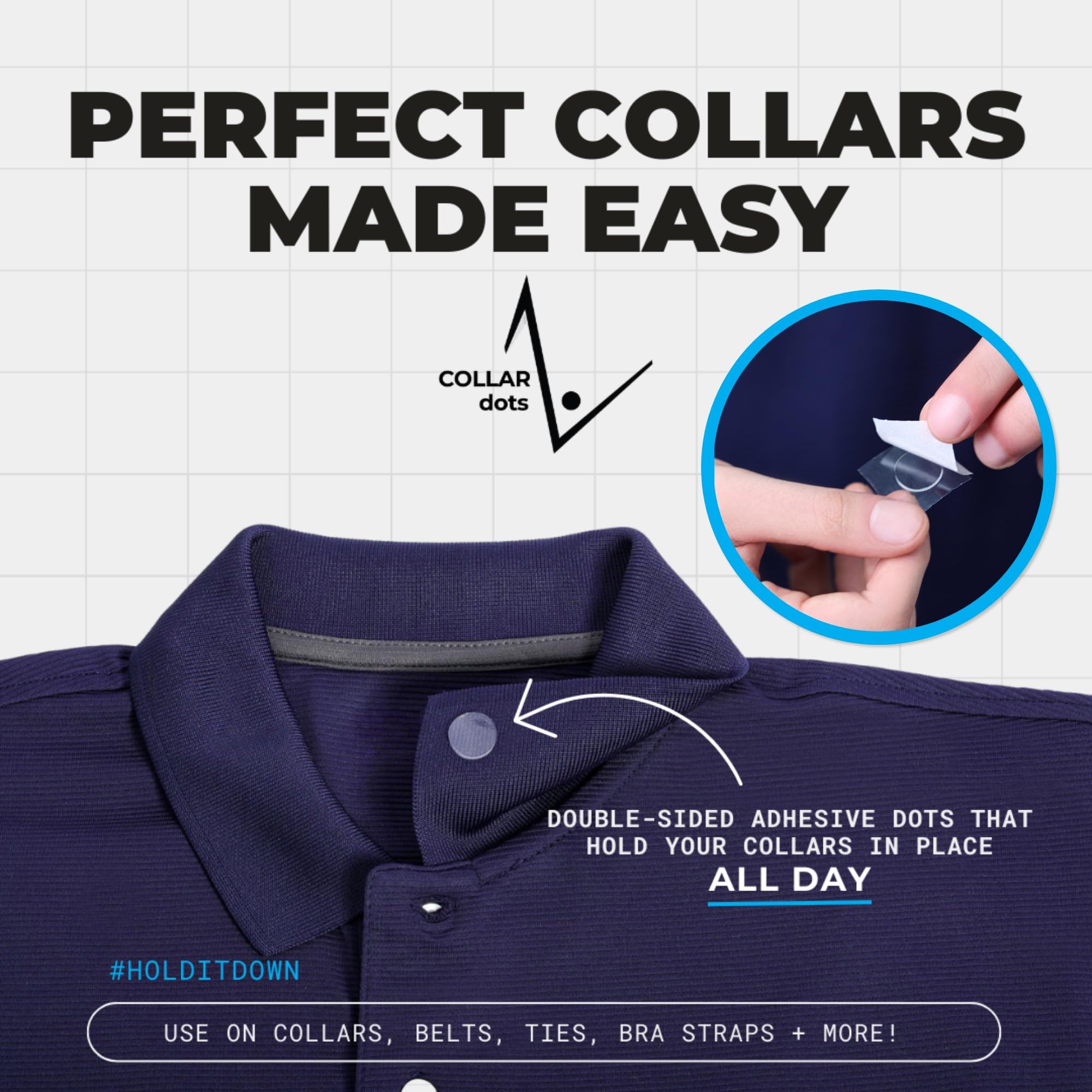 Premium Collar Stays for Men's Dress Shirts & Polos - Plastic, Metal & Magnetic Collar Dots with 24-Hour Hold | Perfect for Business Attire, Formal Events & Office Wear