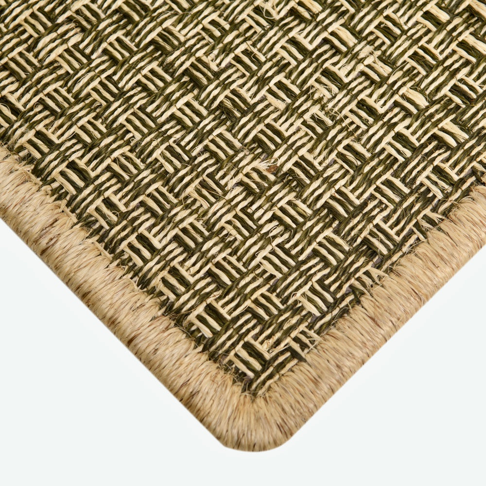 Natural and Dark Green Staple Lines Rug - Soft and Durable Area Rug for Living Room, Bedroom, and Home Decor