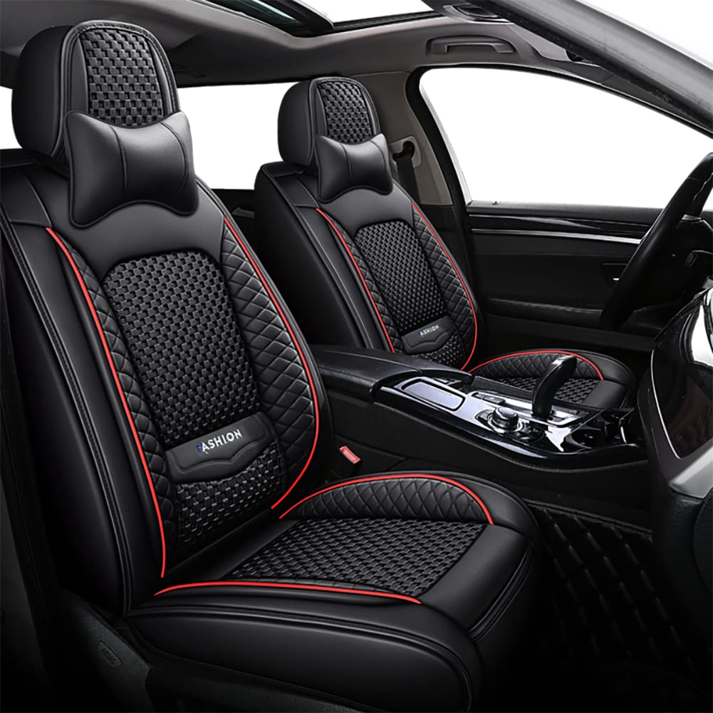 Universal Car Seat Covers with Lumbar Support - 5-Piece Full Set, Breathable & Comfortable Interior Accessories, Airbag Compatible for SUVs, Sedans, and Trucks - Perfect for Daily Commutes, Road Trips, and Family Travel