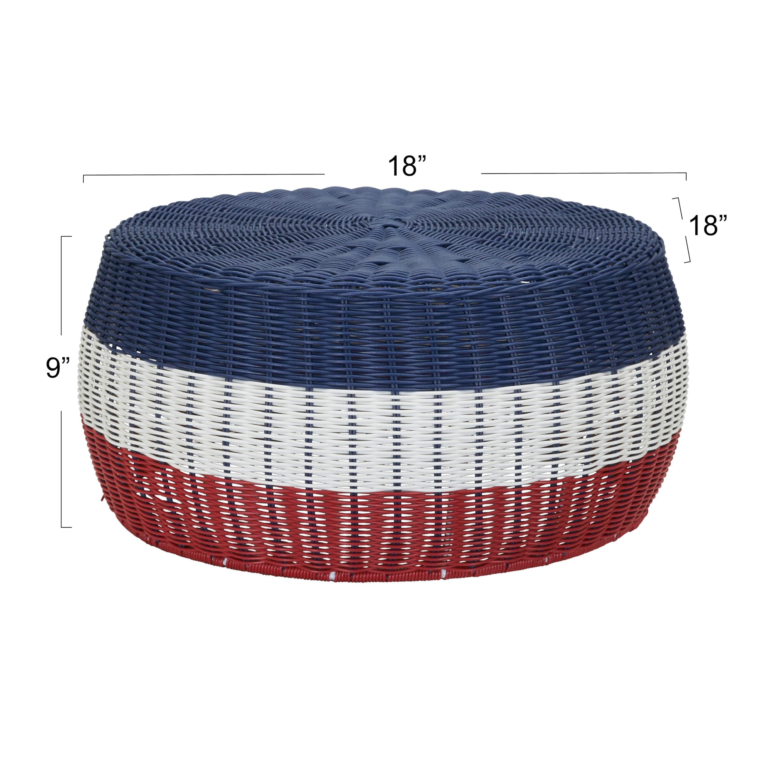 Handwoven Resin Ottoman Table - Blue, White & Red Storage Bench for Living Room, Bedroom & Entryway | Durable & Stylish Home Decor Furniture