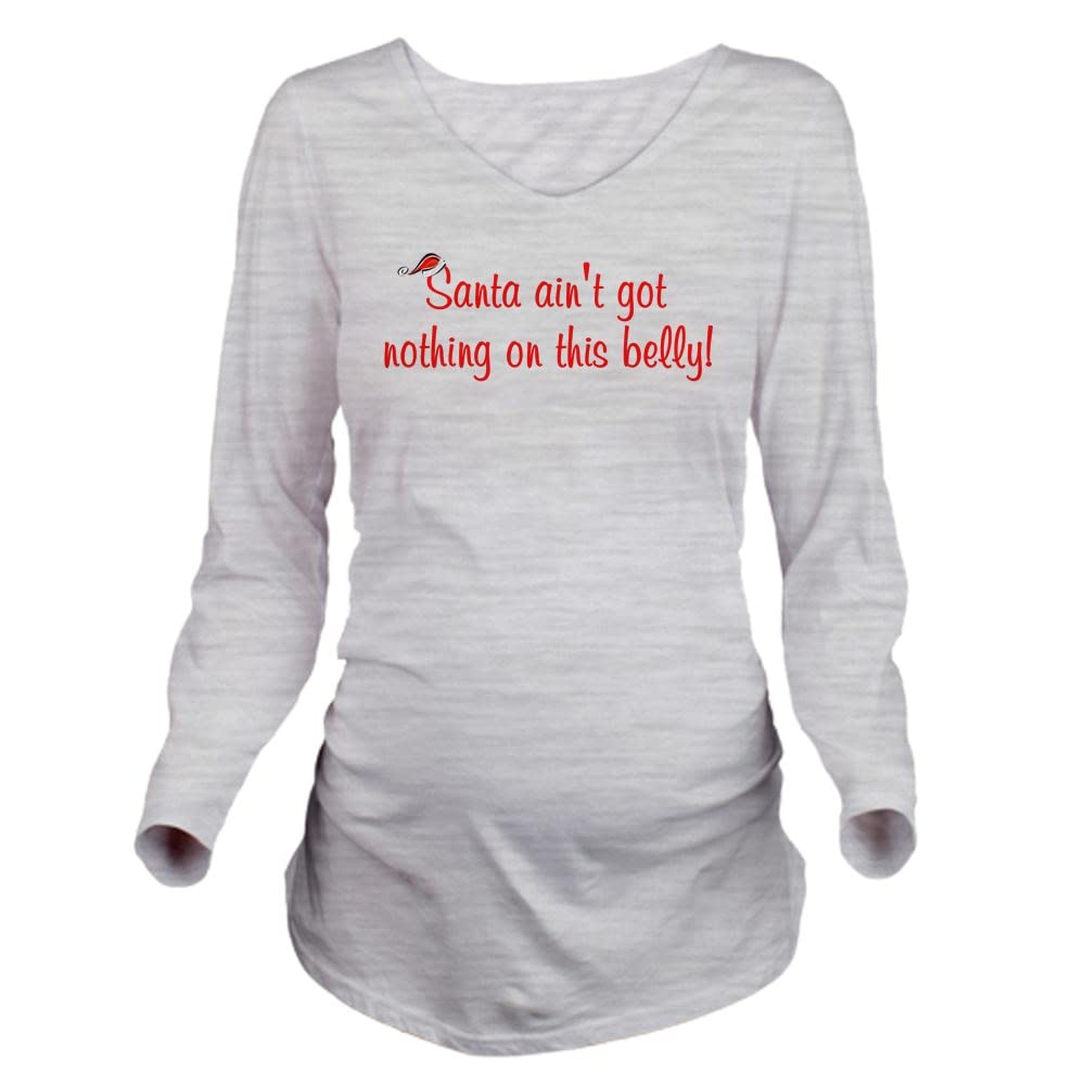 Santa Belly Long Sleeve Maternity T-Shirt for Pregnant Women - Comfortable Holiday Pregnancy Tee for Christmas Parties & Family Photos