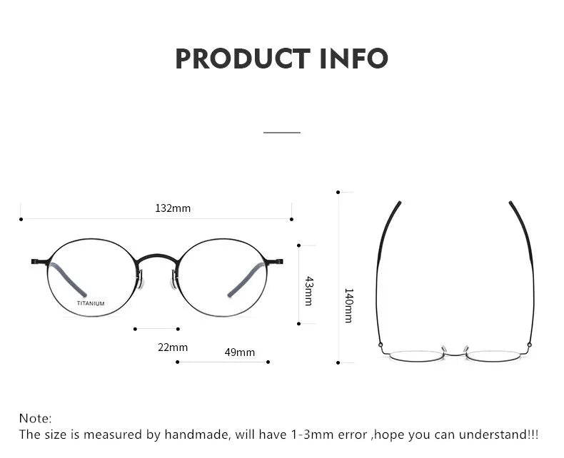 Aimee Women's Full Rim Round Screwless Titanium Eyeglasses - Lightweight & Durable Glasses for Work, Reading & Fashion