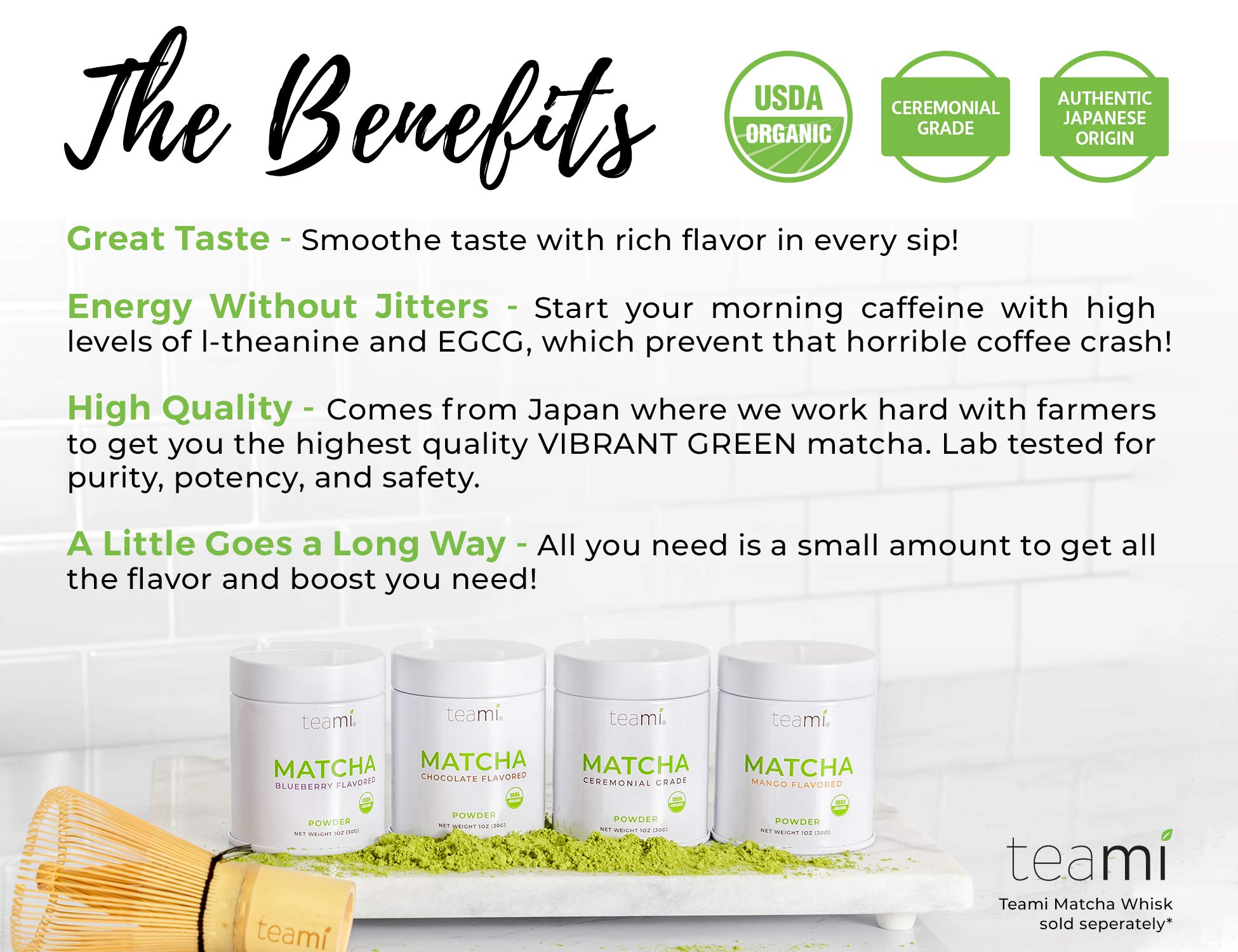 Organic Matcha Green Tea Powder - Ceremonial Grade USDA Certified - Premium Japanese Origin - 30g (1oz) Tin - Perfect for Lattes, Smoothies, Baking & Traditional Tea Ceremonies