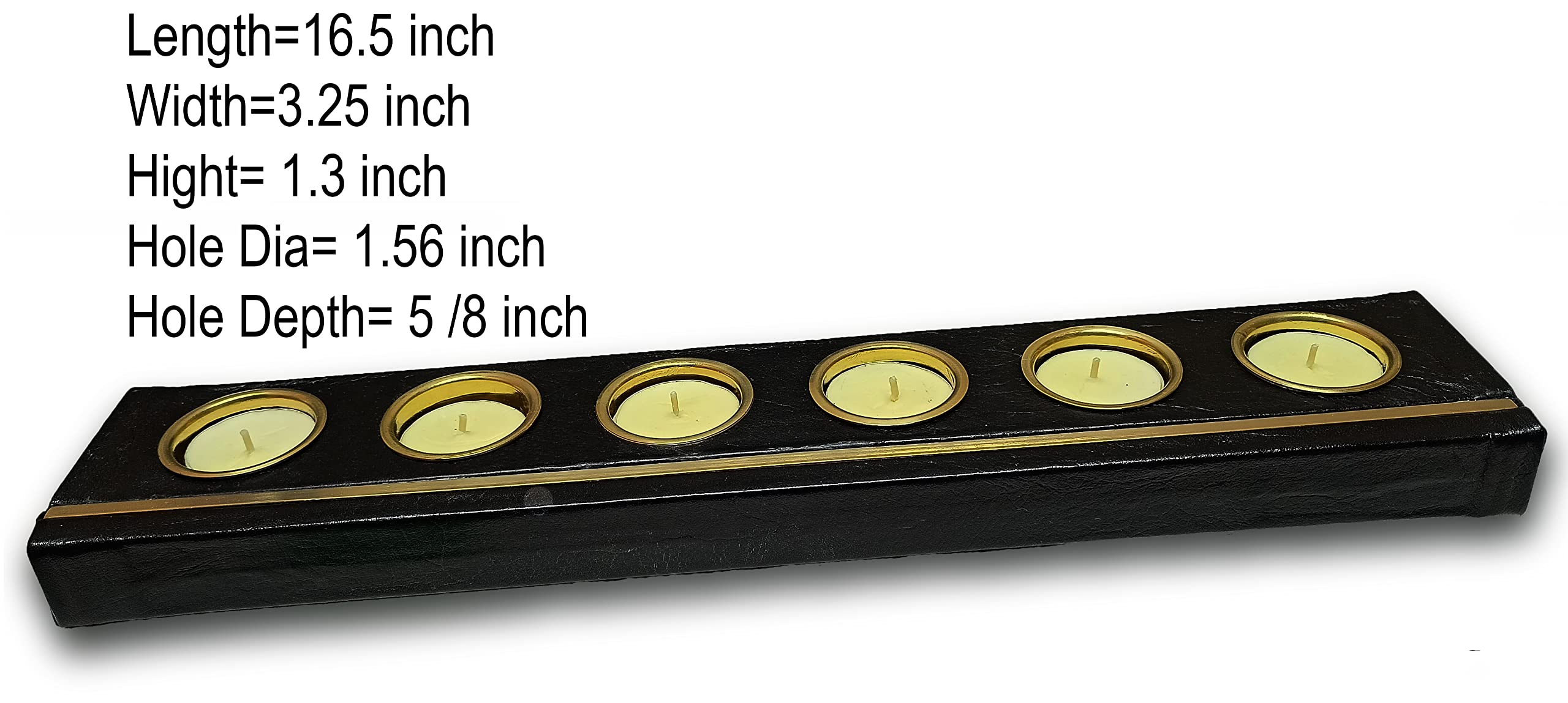 Premium Leather & Brass Tea Light Candle Holder Set - 6 Modern Luxury Candlesticks for Home Decor, Wedding Centerpieces & Romantic Ambiance (Black) - by alaa Store