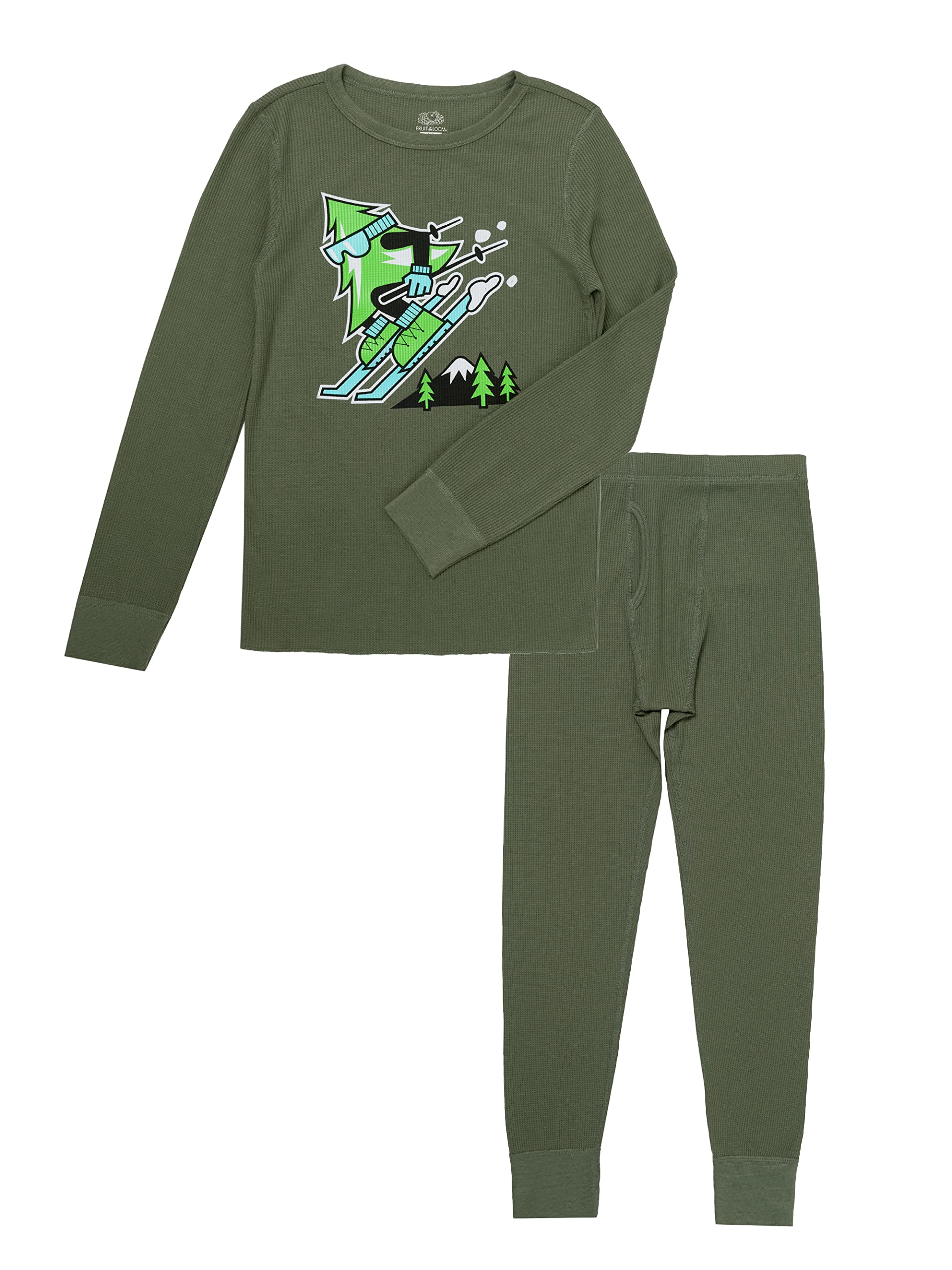 Fruit of the Loom Boys' Mini Waffle Thermal Underwear Set - Warm Long Sleeve Shirt & Pants for Cold Weather - Perfect for Winter Outdoor Activities, Camping, and Layering