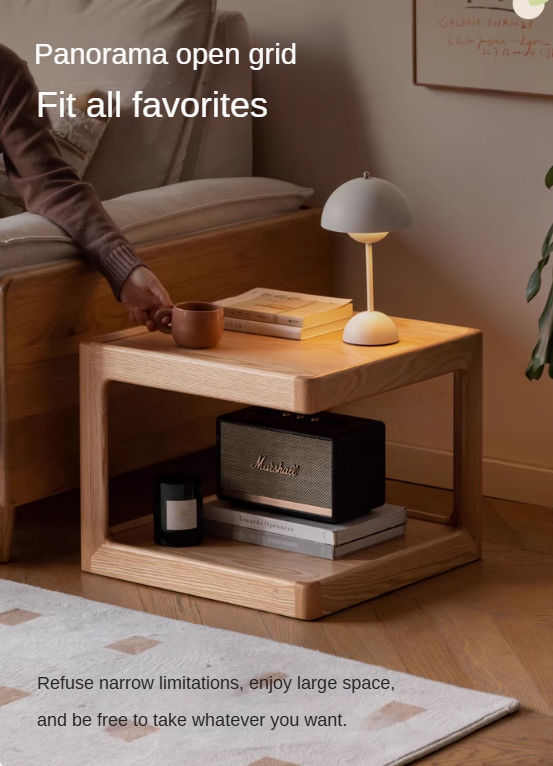 Premium Oak Solid Wood Square Coffee Table - Modern Living Room Furniture for Home Decor & Relaxation