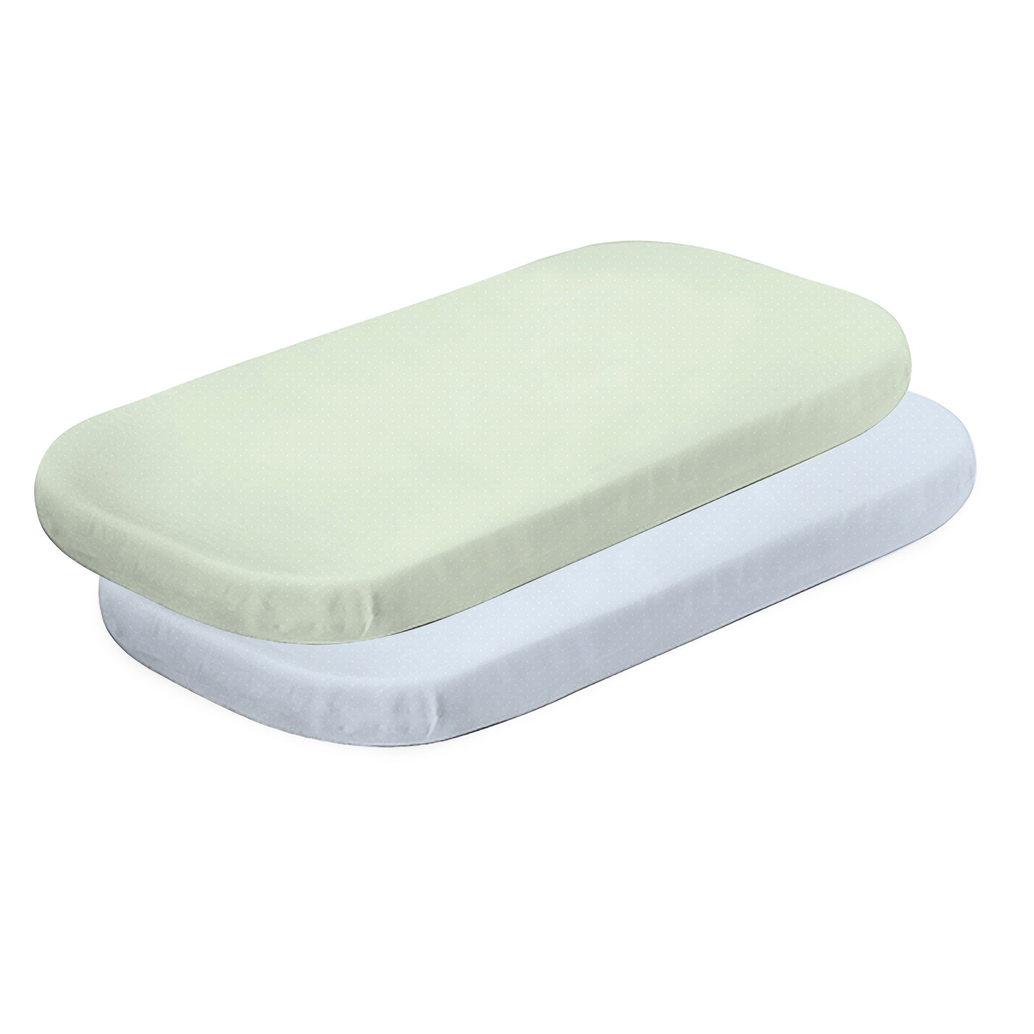 2-Pack Jersey Cotton Co-Sleeper & Bedside Sleeper Fitted Sheets - Blue & Sage - Soft & Breathable for Baby Bassinet & Crib - Perfect for Nursery, Daycare & Travel