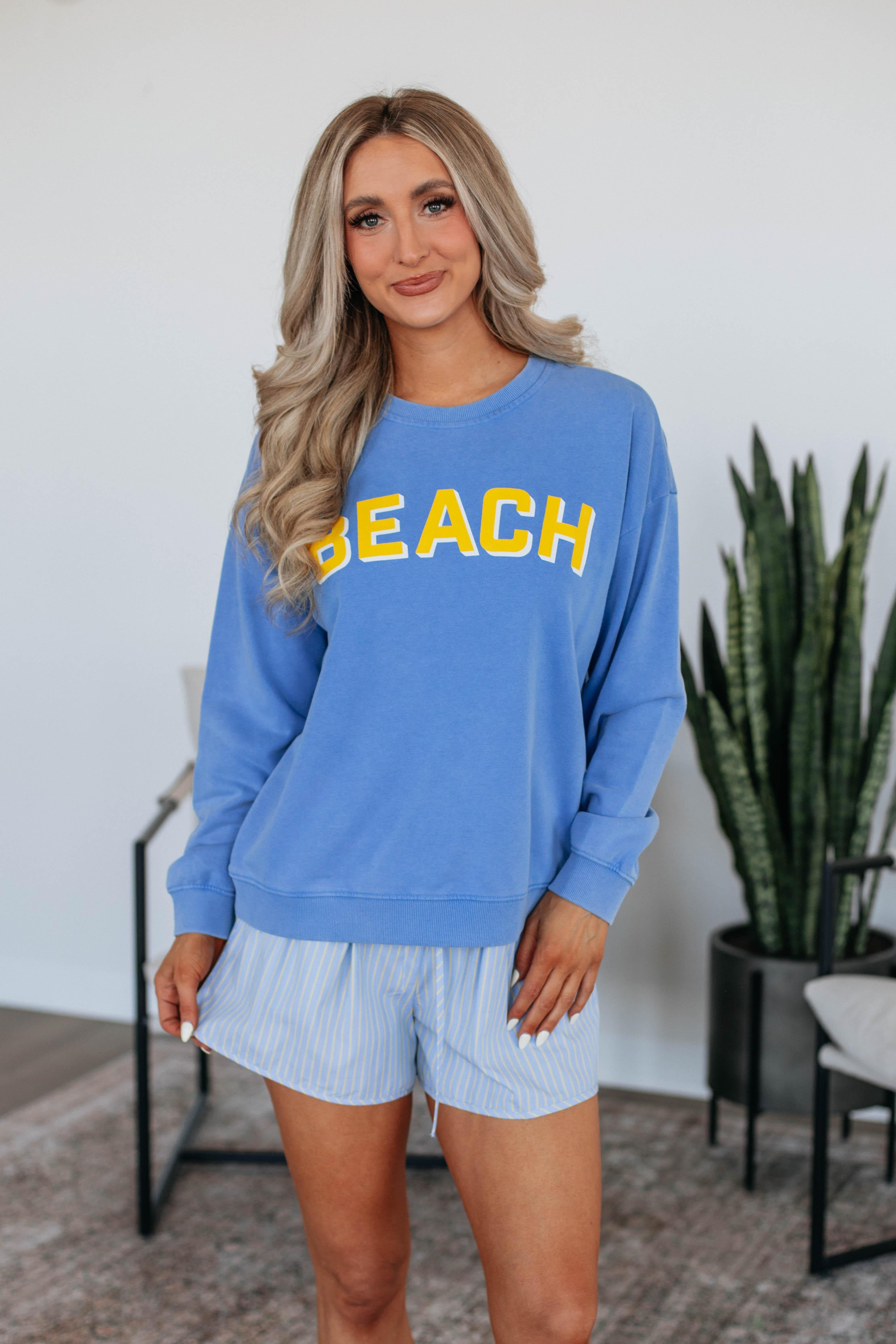 Beach Babe Crewneck Sweatshirt - Women's Casual Pullover for Summer Beach Outings & Vacation Style