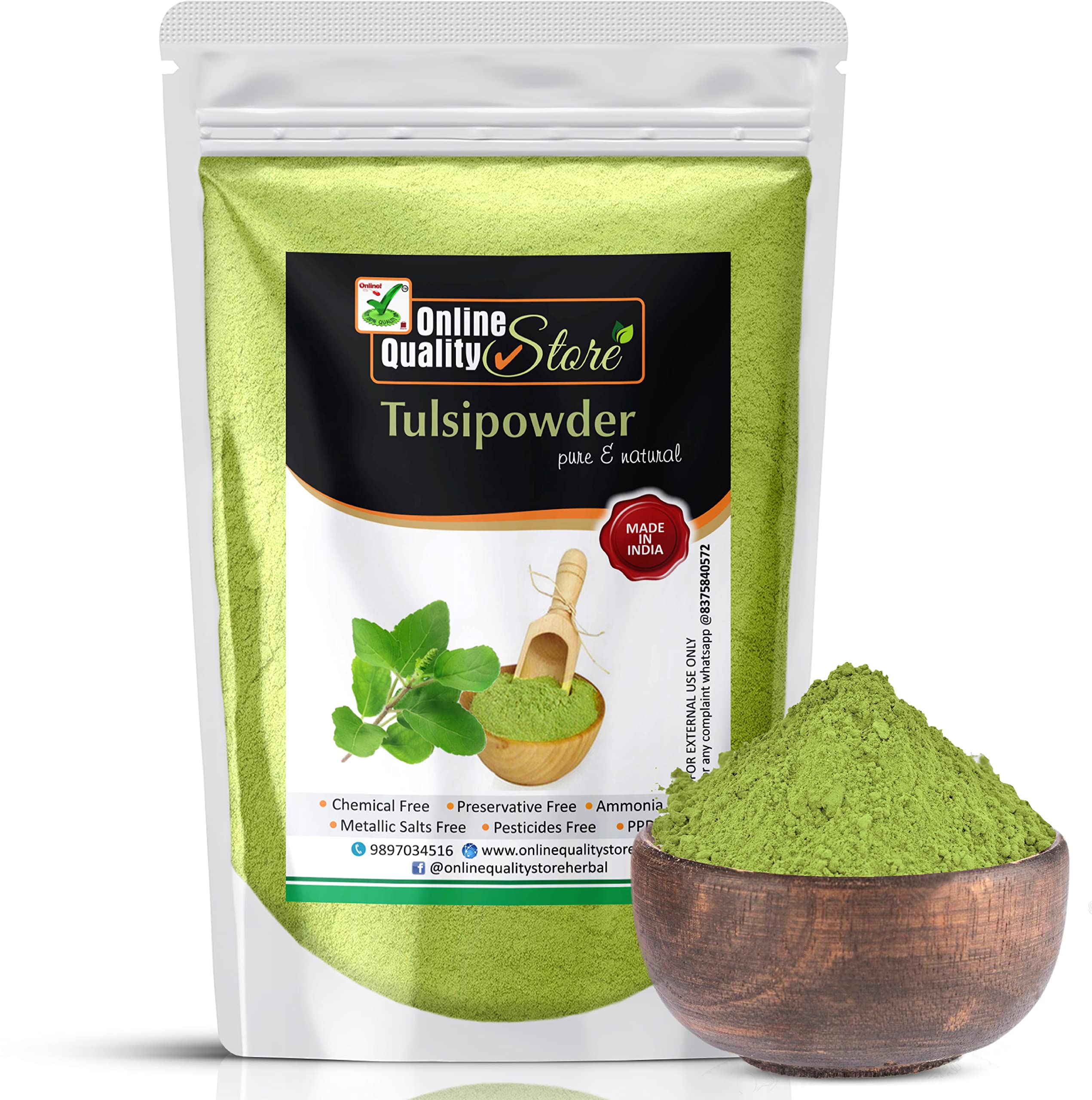 Organic Tulsi Powder for Skin Cleansing & Glow | Pure Basil Leaf Powder (500g) | Natural Face Wash, Acne Treatment & Detox | Ayurvedic Skincare & Herbal Remedies