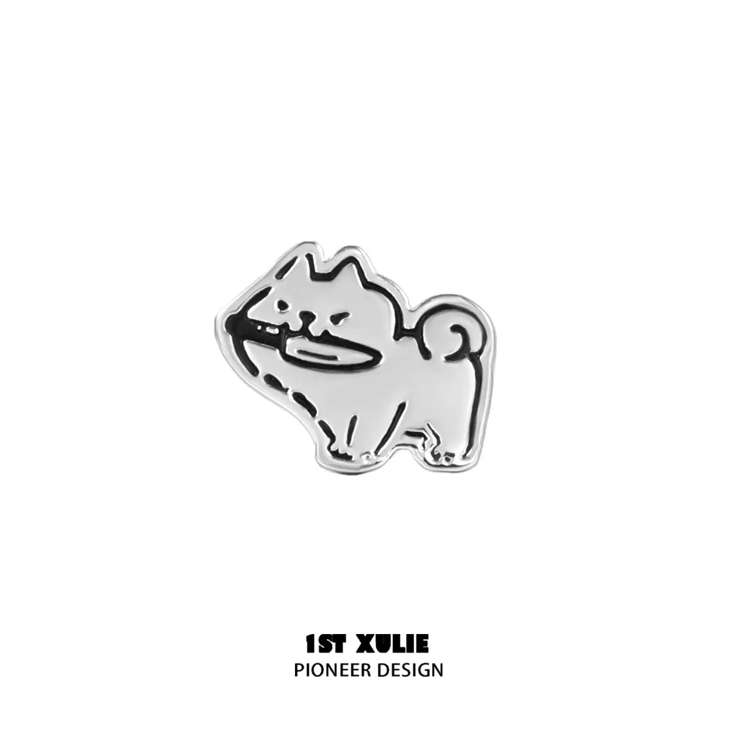 Graffiti Puppy S925 Sterling Silver Stud Earrings for Women - Cute Dog Earrings for Everyday Wear & Gifts - Perfect for Casual Outfits, Parties & Animal Lovers