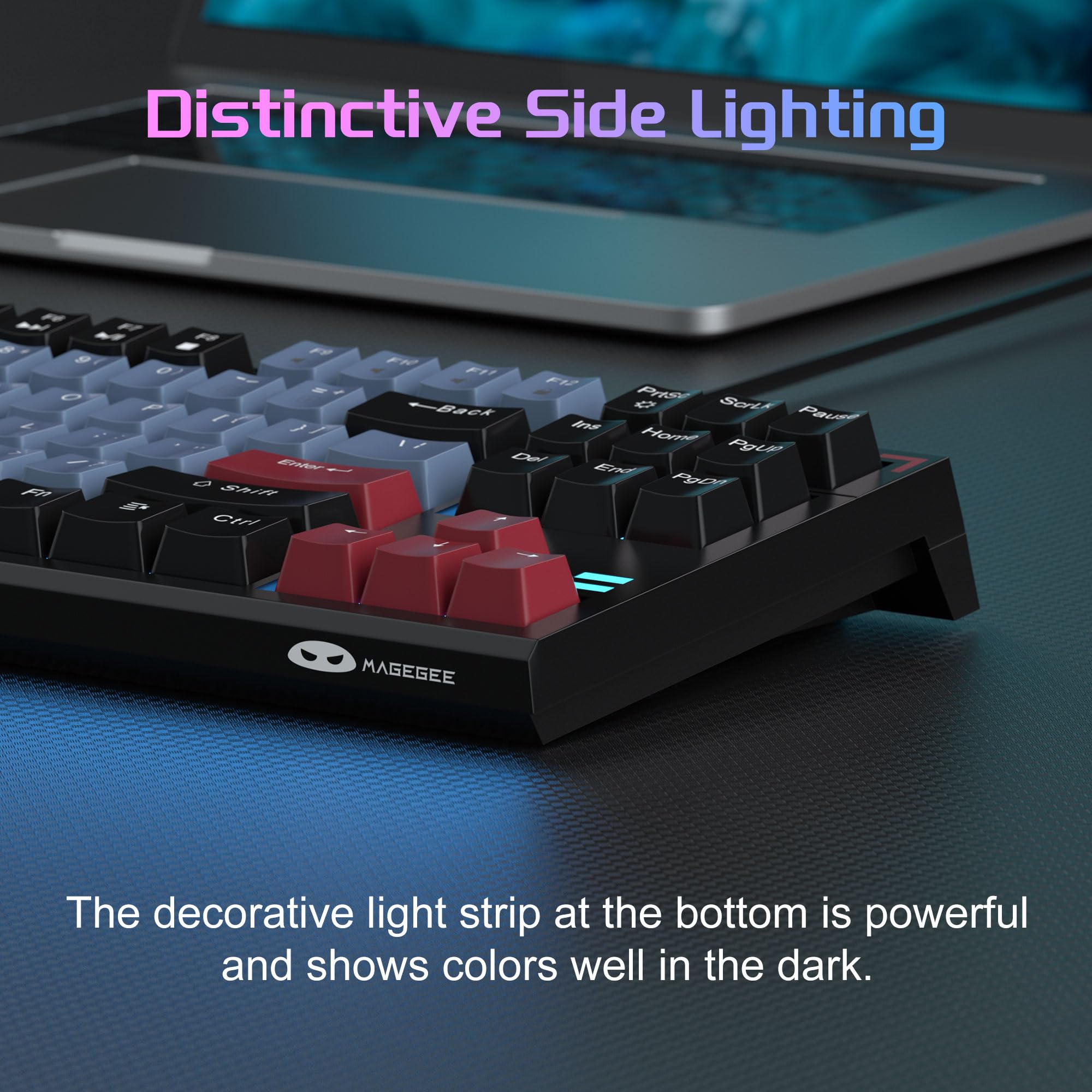 MageGee 87-Key Mechanical Gaming Keyboard with Blue LED Backlit & Brown Switches for PC/Mac - Compact TKL Design for Office & Gaming