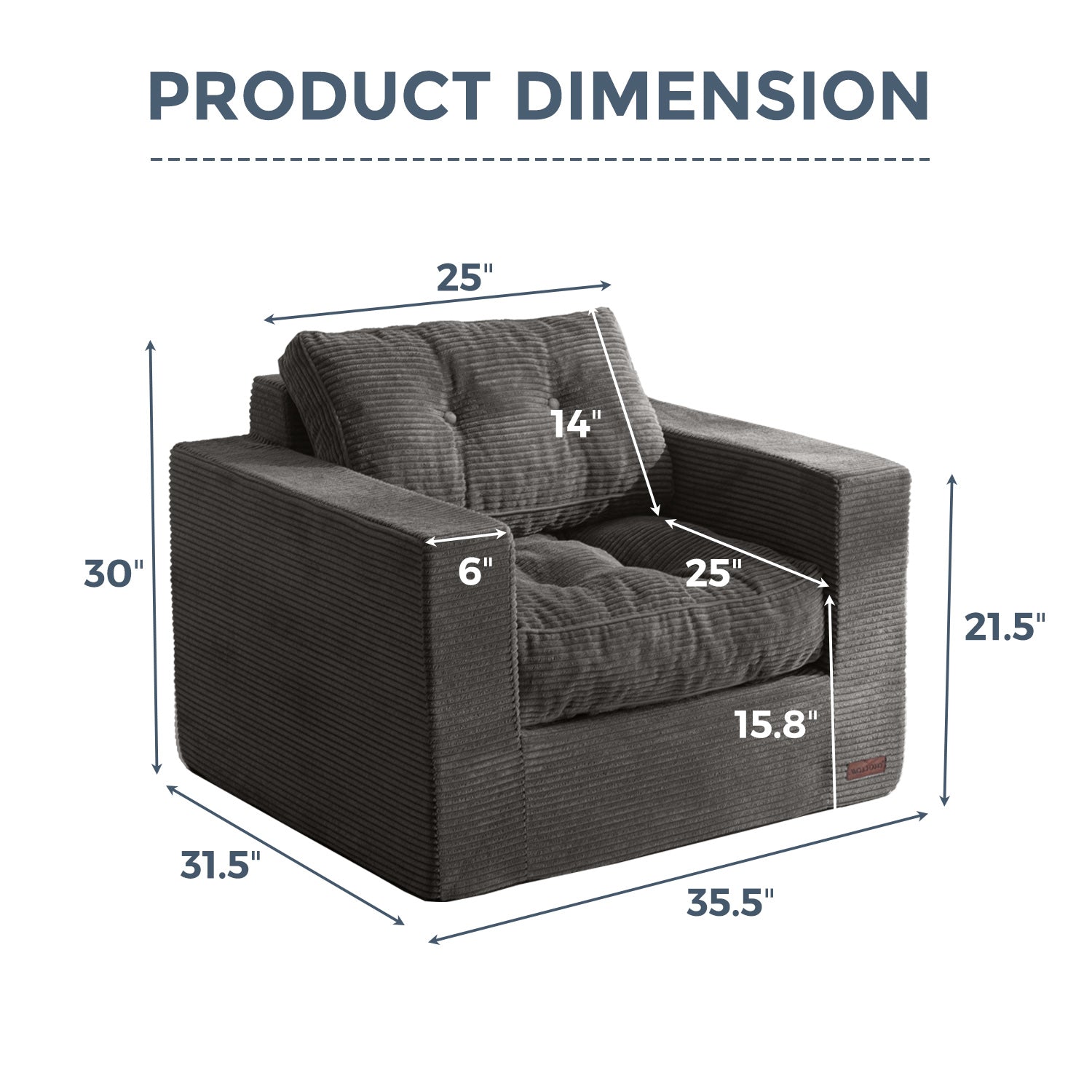 MAXYOYO Large Bean Bag Chair - Dark Grey Oversized Bean Bag Couch for Adults, Kids Bedroom & Living Room Furniture | Perfect for Lounging, Gaming, Movie Nights & Relaxation