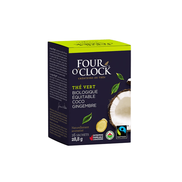 Organic Fairtrade Coconut Ginger Green Tea - 16 Tea Bags | Herbal Wellness Drink for Relaxation & Digestion | Perfect for Afternoon Tea & Stress Relief