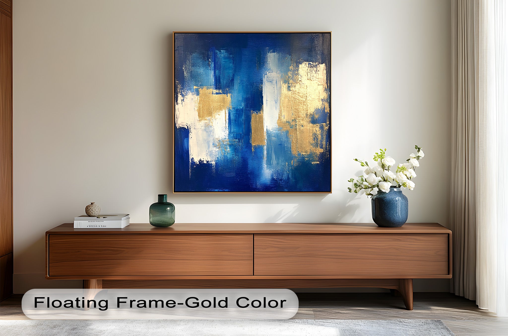 Blue Harmony Abstract Oil Painting - Modern Wall Art for Living Room, Bedroom & Office Decor | Handmade Canvas Artwork