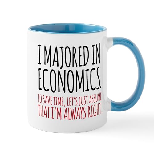 White/Blue Inside - Majored In Economics Mugs
