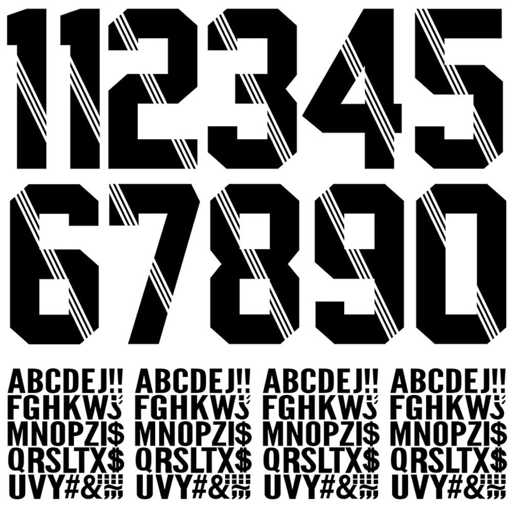 147 Pcs Iron on Numbers & Letters for T-Shirts - 8 Inch Heat Transfer Numbers 0-9 & 2 Inch Letters for DIY Team Uniforms, Sports Jerseys, Crafts - Soft Jersey Material (Black) - Perfect for Football, Soccer, Basketball Uniforms & Custom Apparel Projects