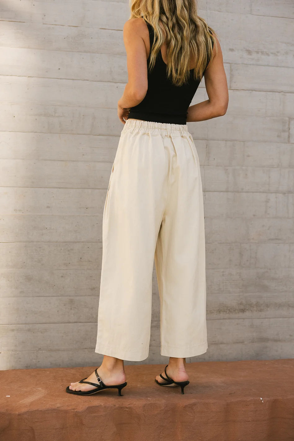 Elke Button Slacks in Natural - Women's Comfortable Casual Pants for Work & Travel | FINAL SALE