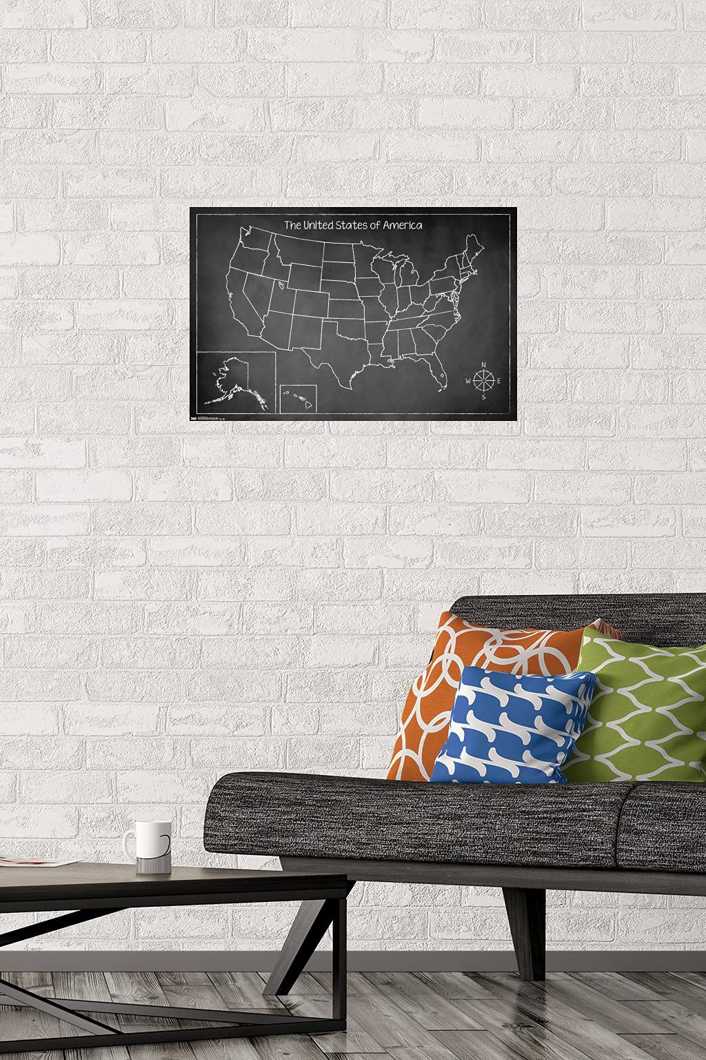 Trends International USA Chalk Map Wall Poster - 14.725