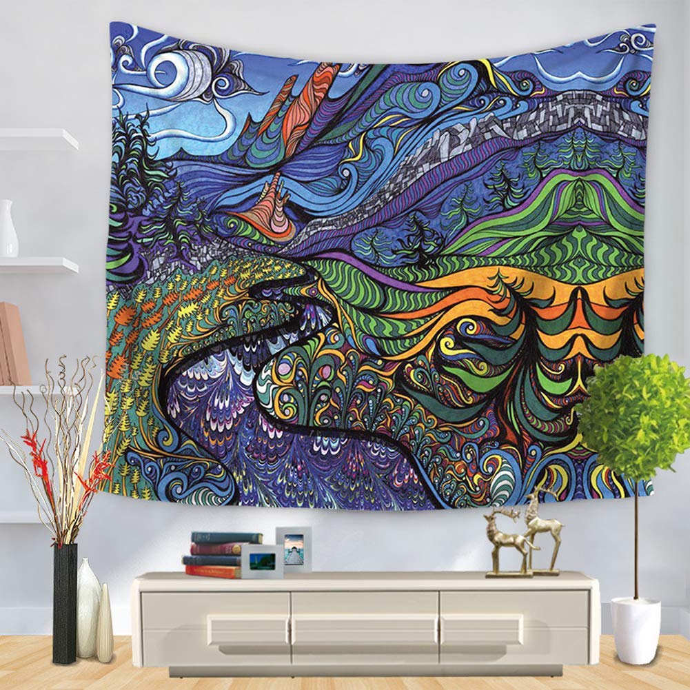 NFGHK Multi-Colored Bohemian Tapestry - Indian Wall Hanging Art Decor for Home, Dorm & Yoga Studio | Hippie Bedspread, Tablecloth & Room Decor | Perfect for Meditation Spaces & Festival Decorations